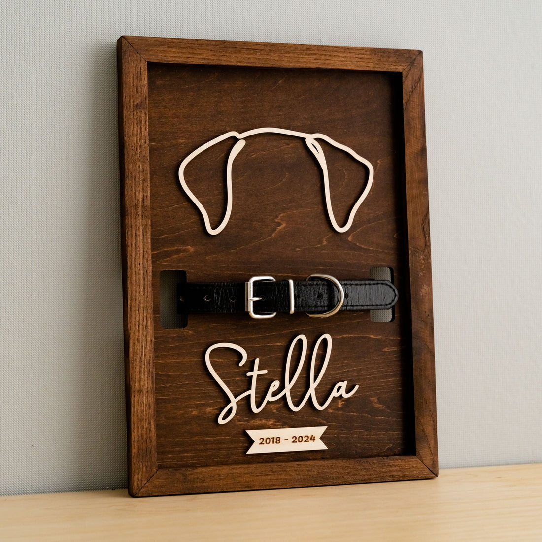 Boho Rustic Dog Ear Drawing Framed Art For Memorial Tribute E16