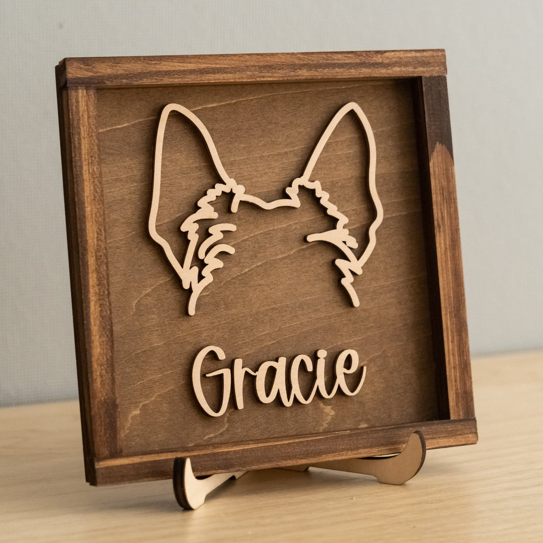 Personalized Dog Ear Framed Art Wood for Pet Memorial Decor J06