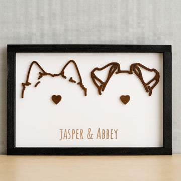 Dog Ear Framed Art Wood for Dog Wall Art and Pet Decor E15