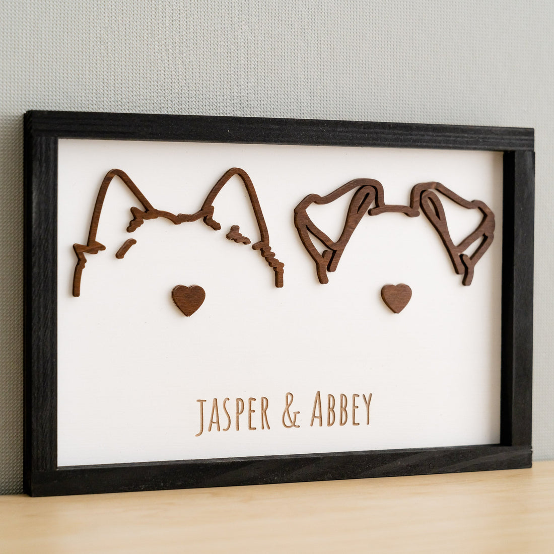 Dog Ear Framed Art Wood for Dog Wall Art and Pet Decor E15