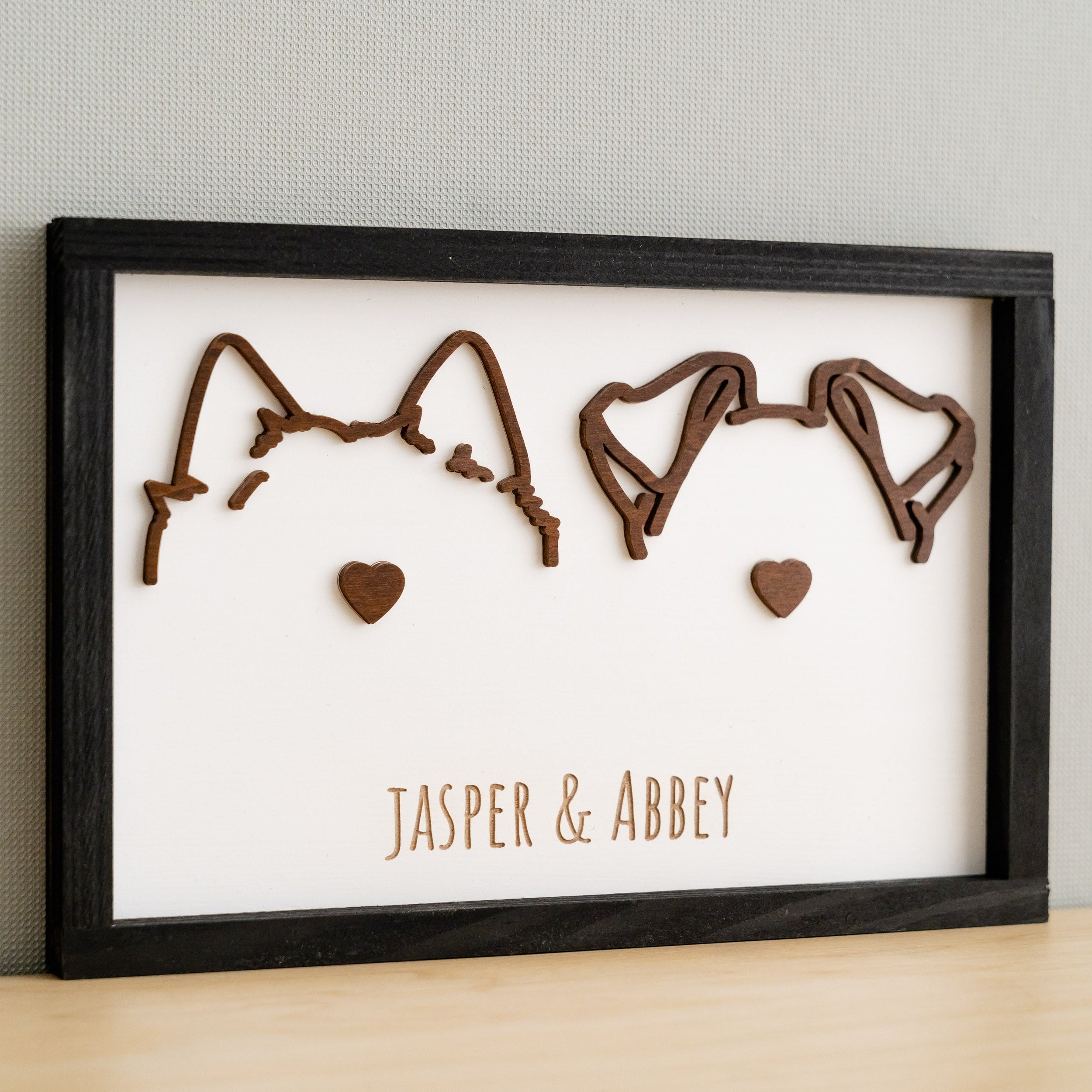 Dog Ear Framed Art Wood for Dog Wall Art and Pet Decor E15