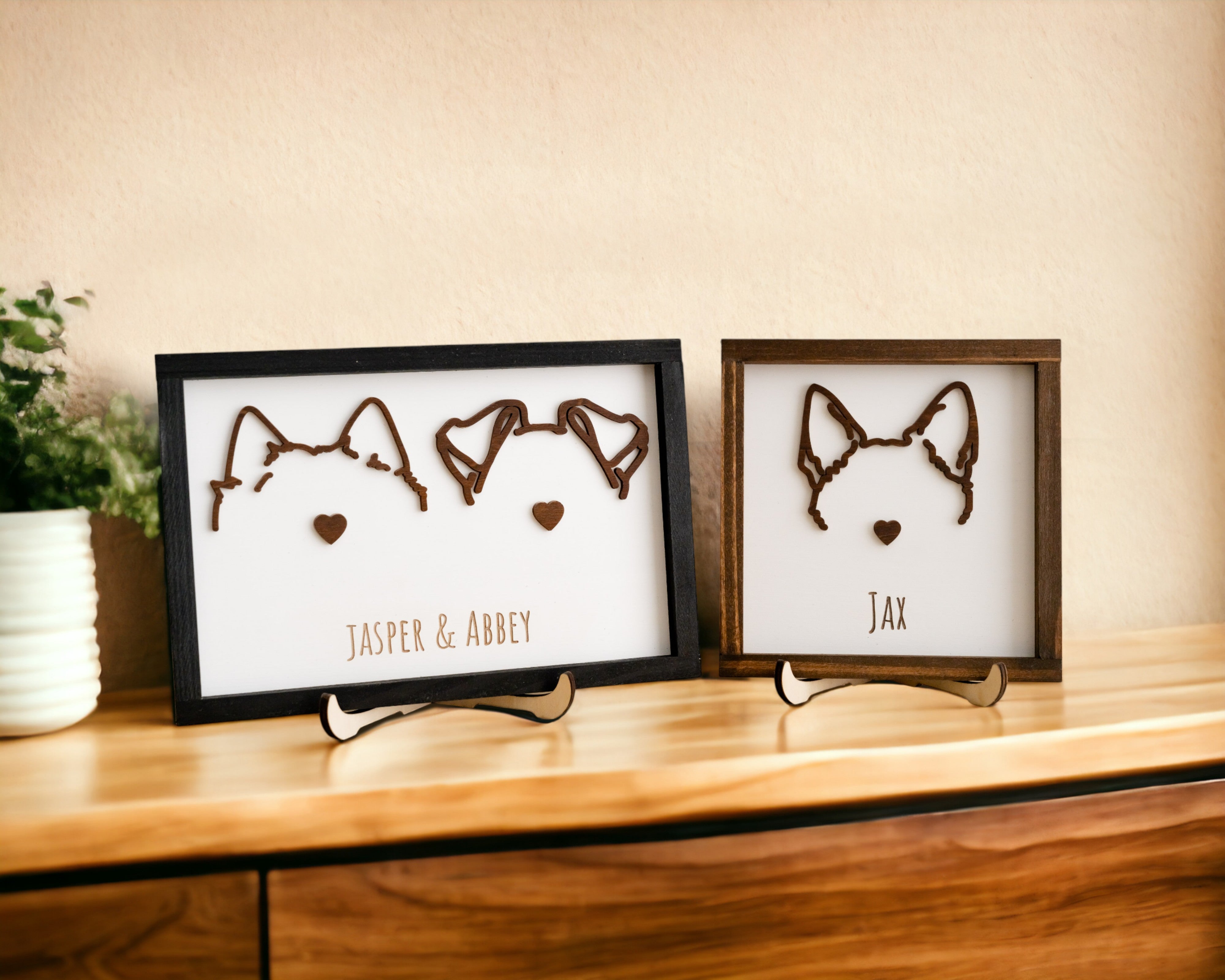 Dog Ear Drawing Framed Custom Pet Memorial Decor for Home