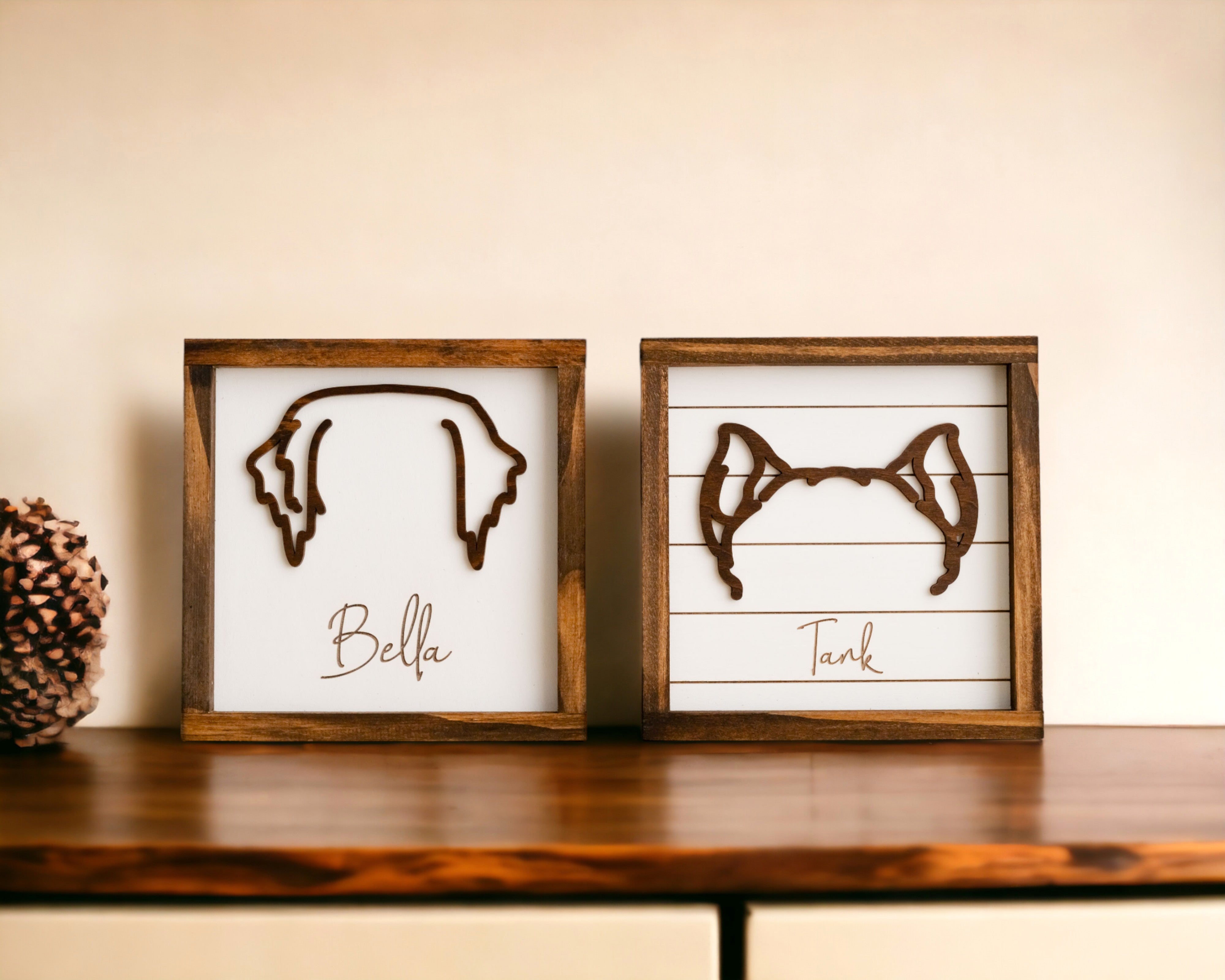 Personalized Dog Ear Framed Art Wood for pet lovers G99