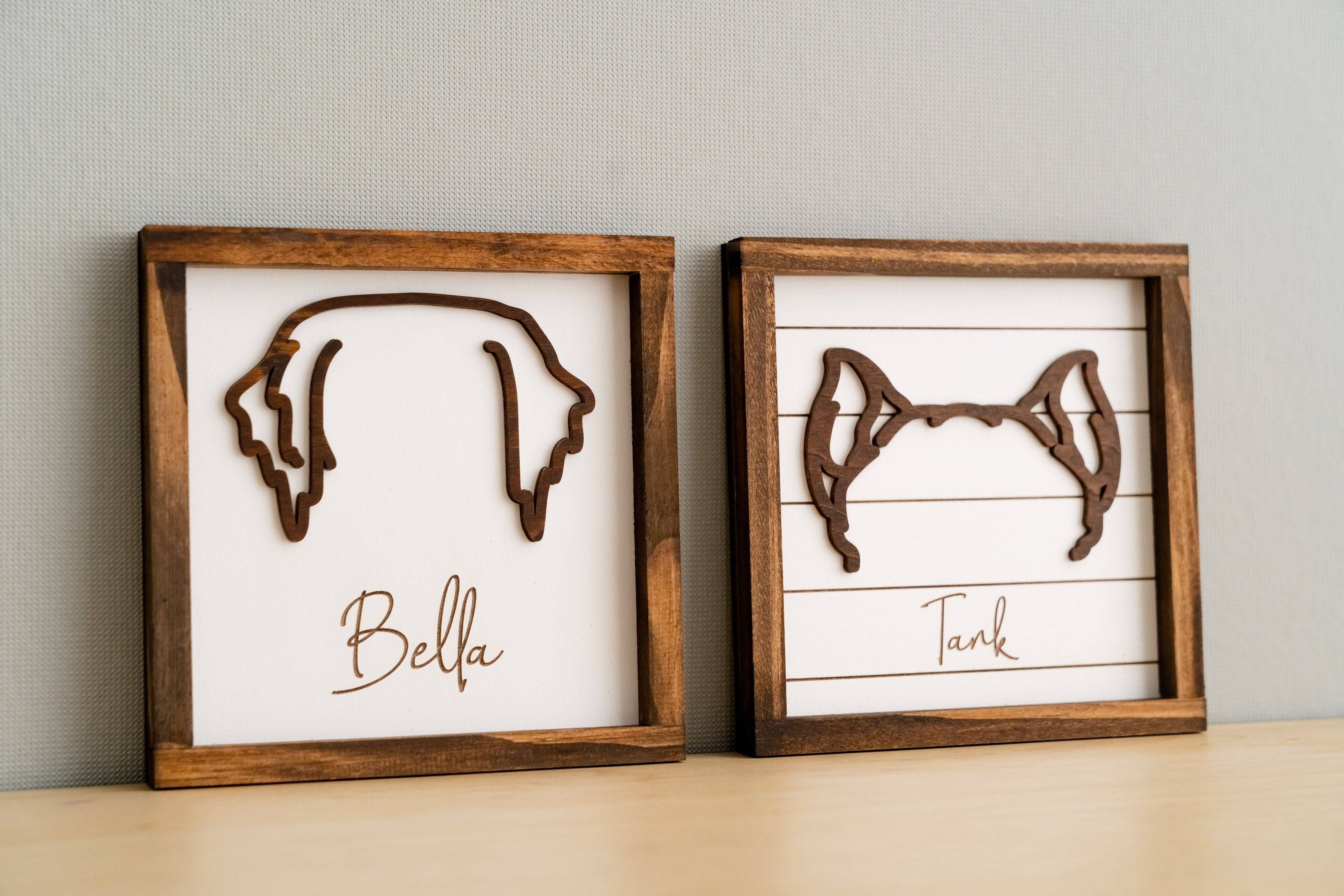 Boho Rustic Dog Ear Drawing Framed For Heartfelt Pet Memorial Decor