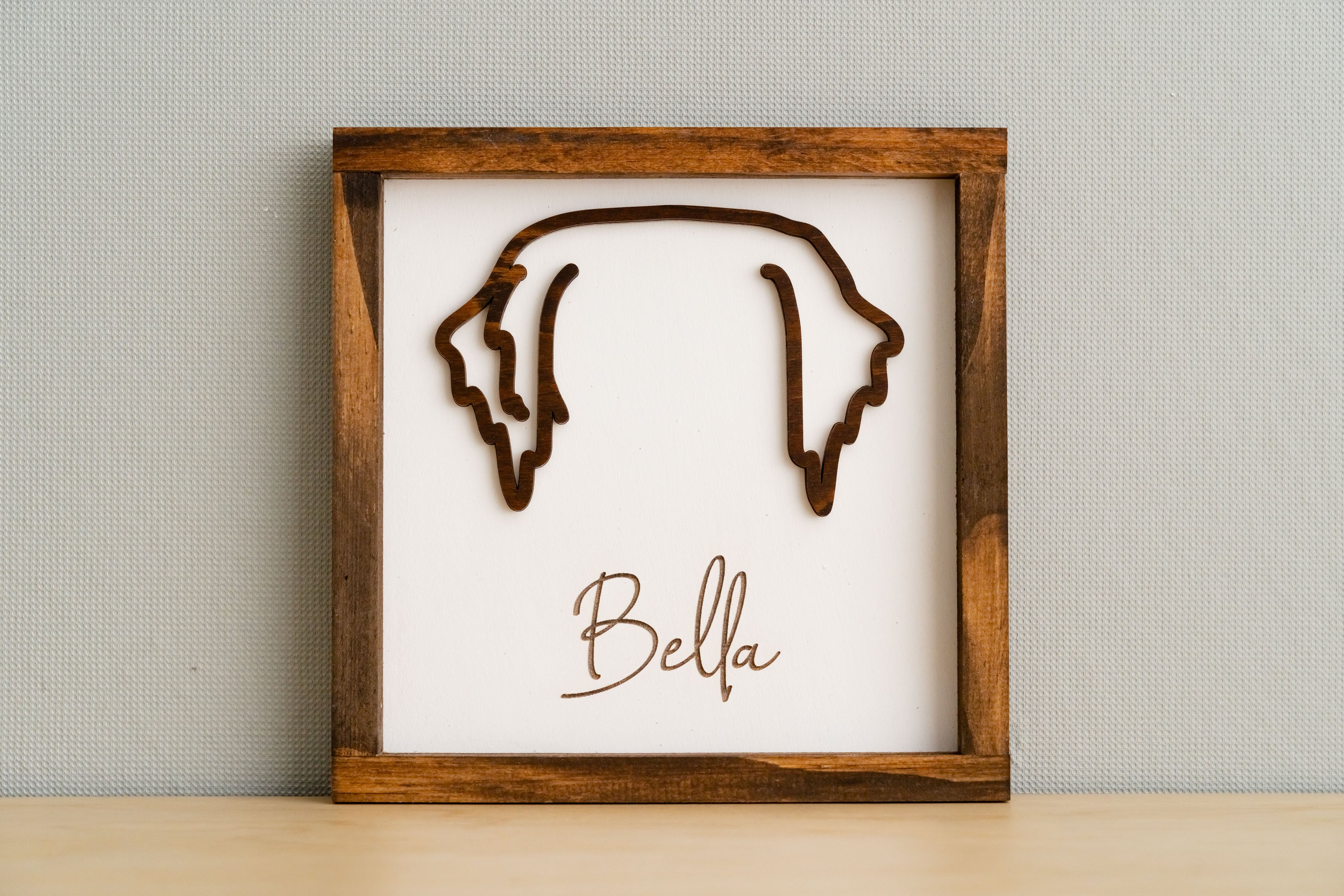 Boho Rustic Dog Ear Drawing Framed For Heartfelt Pet Memorial Decor