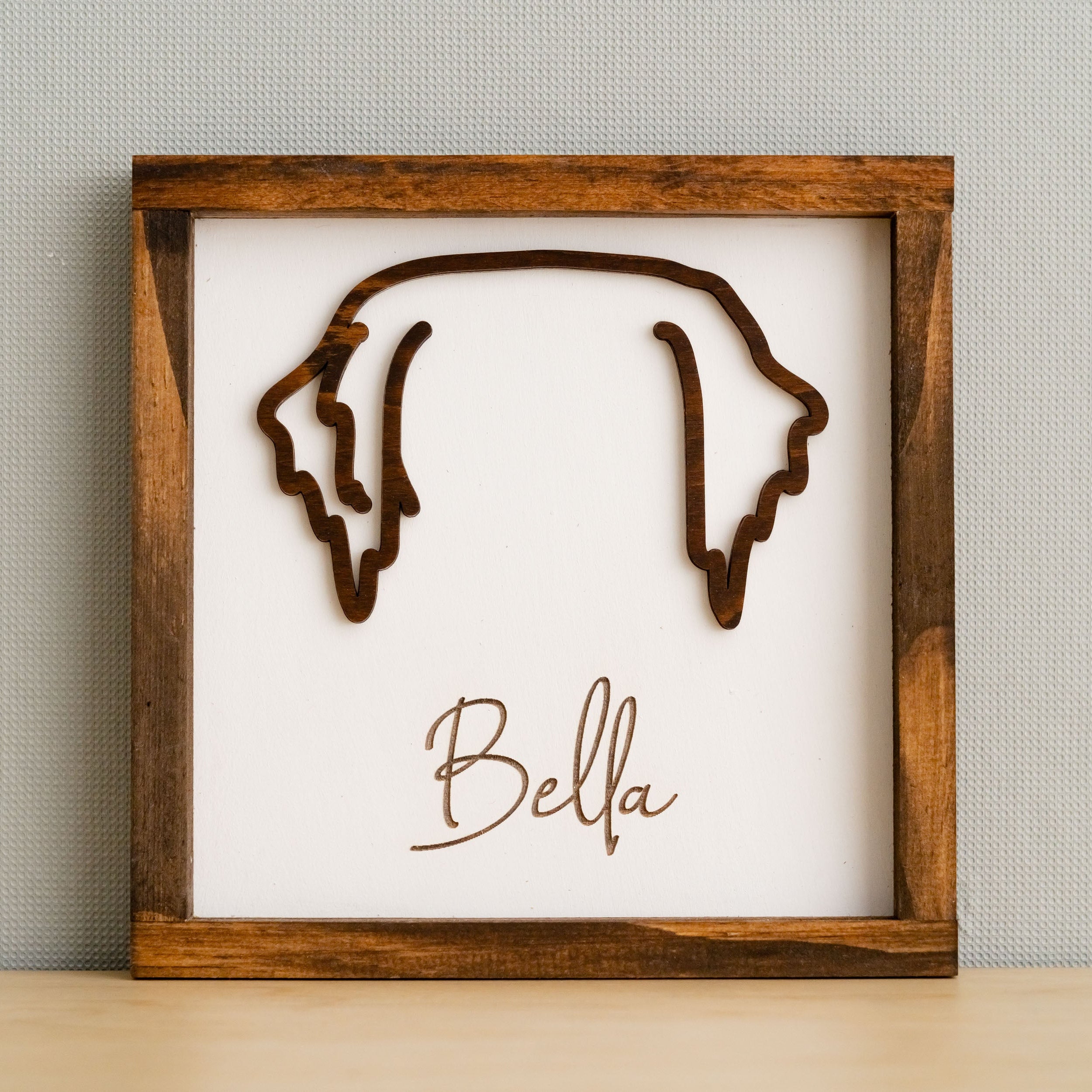 Boho Rustic Dog Ear Drawing Framed For Heartfelt Pet Memorial Decor G99