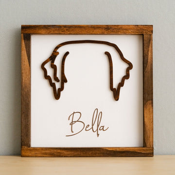 Boho Rustic Dog Ear Drawing Framed For Heartfelt Pet Memorial Decor G99