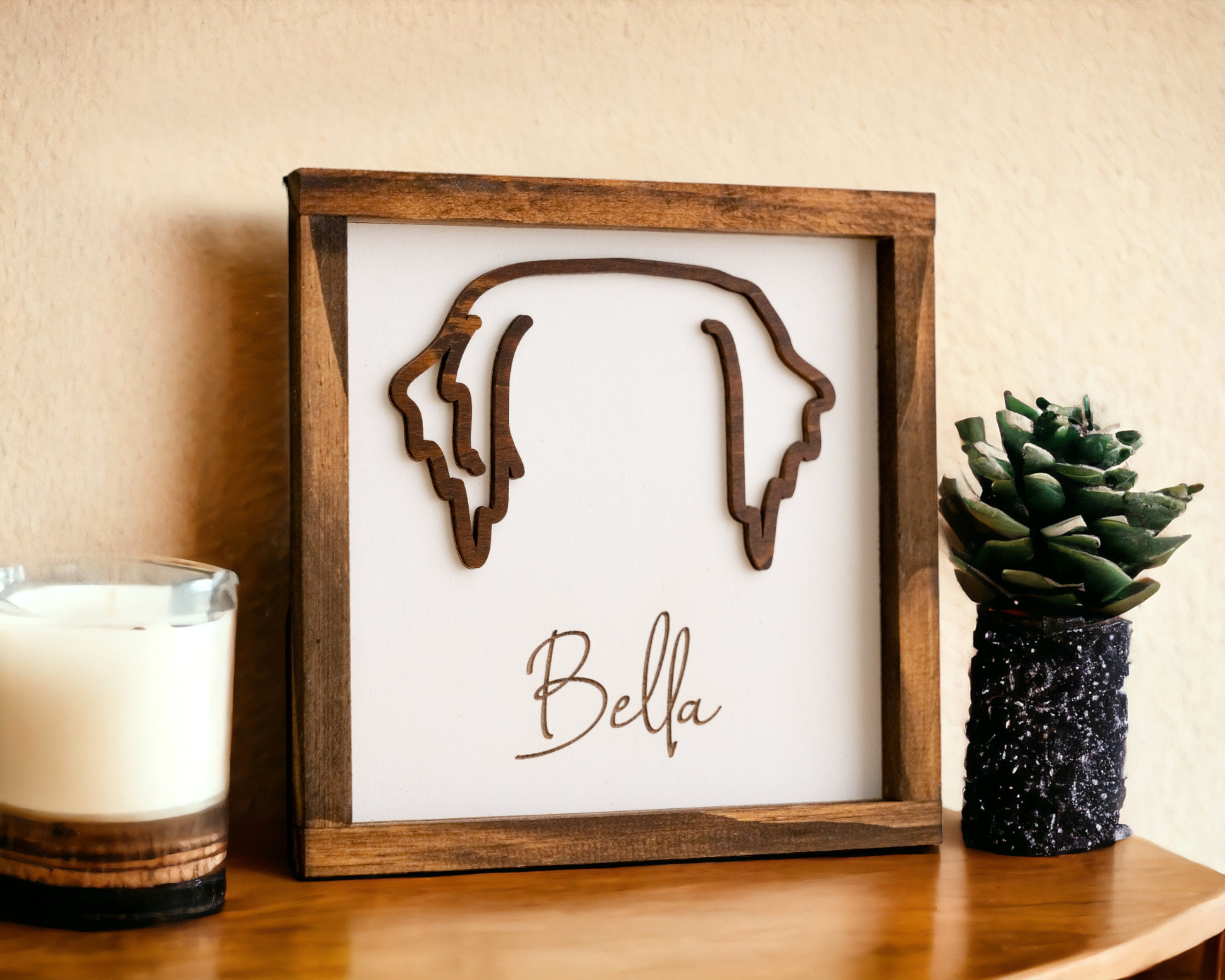 Dog Ear Framed Art Wood for dog memorial gift and home decor G99