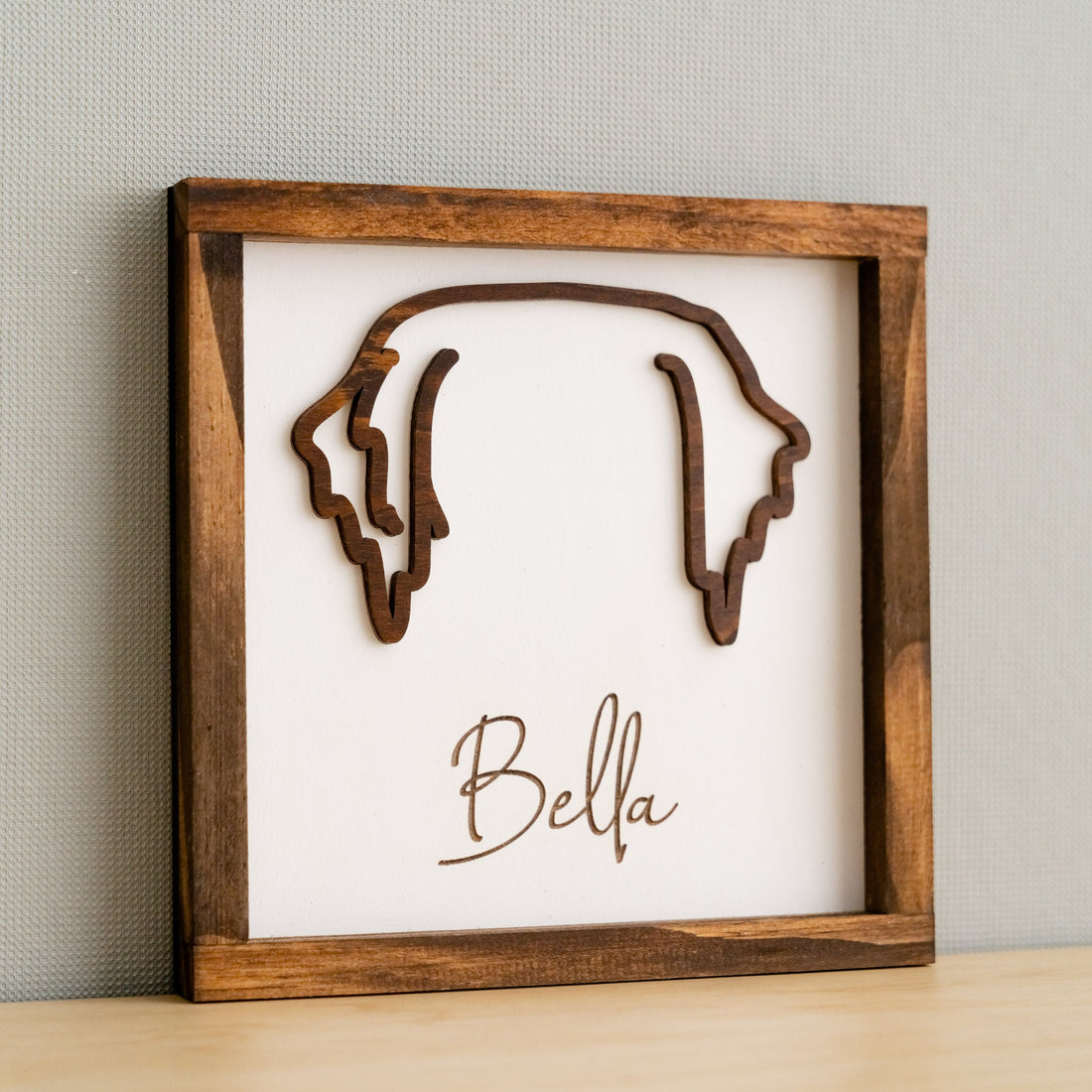 Boho Rustic Dog Ear Drawing Framed For Heartfelt Pet Memorial Decor G99