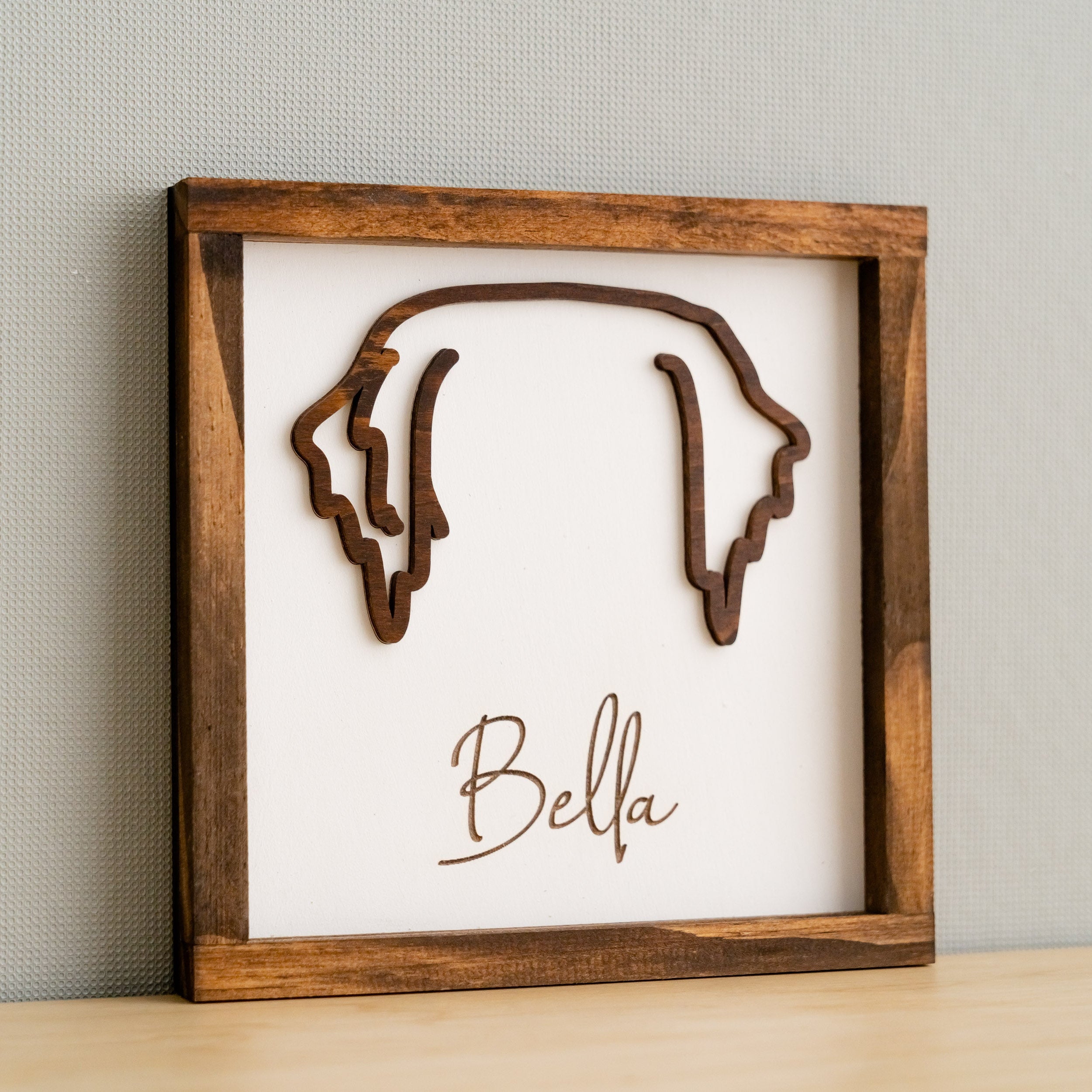 Boho Rustic Dog Ear Drawing Framed For Heartfelt Pet Memorial Decor G99