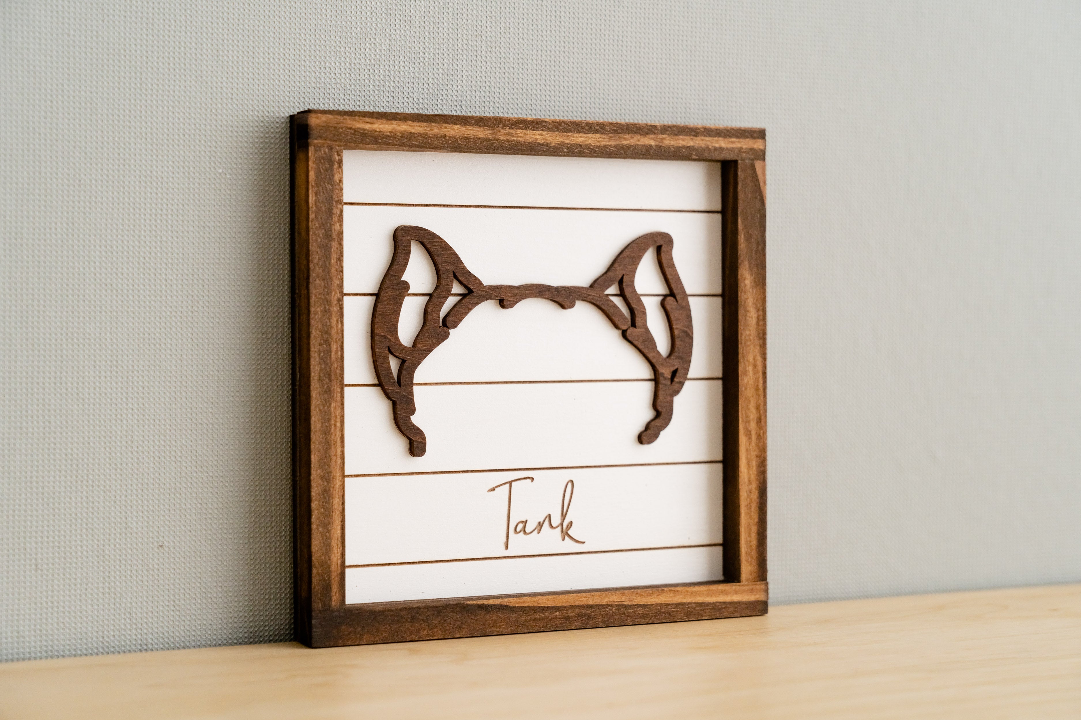 Dog Ear Drawing Framed for Boho Rustic Pet Memorial Decor