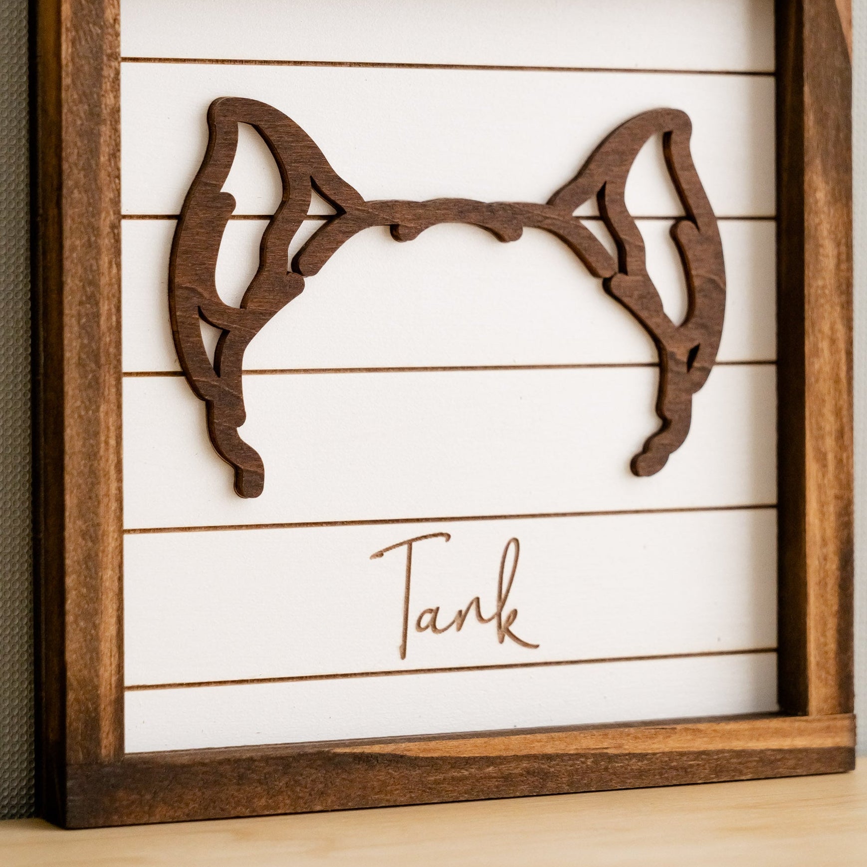 Dog Ear Framed Art Wood for dog memorial gift and home decor G99