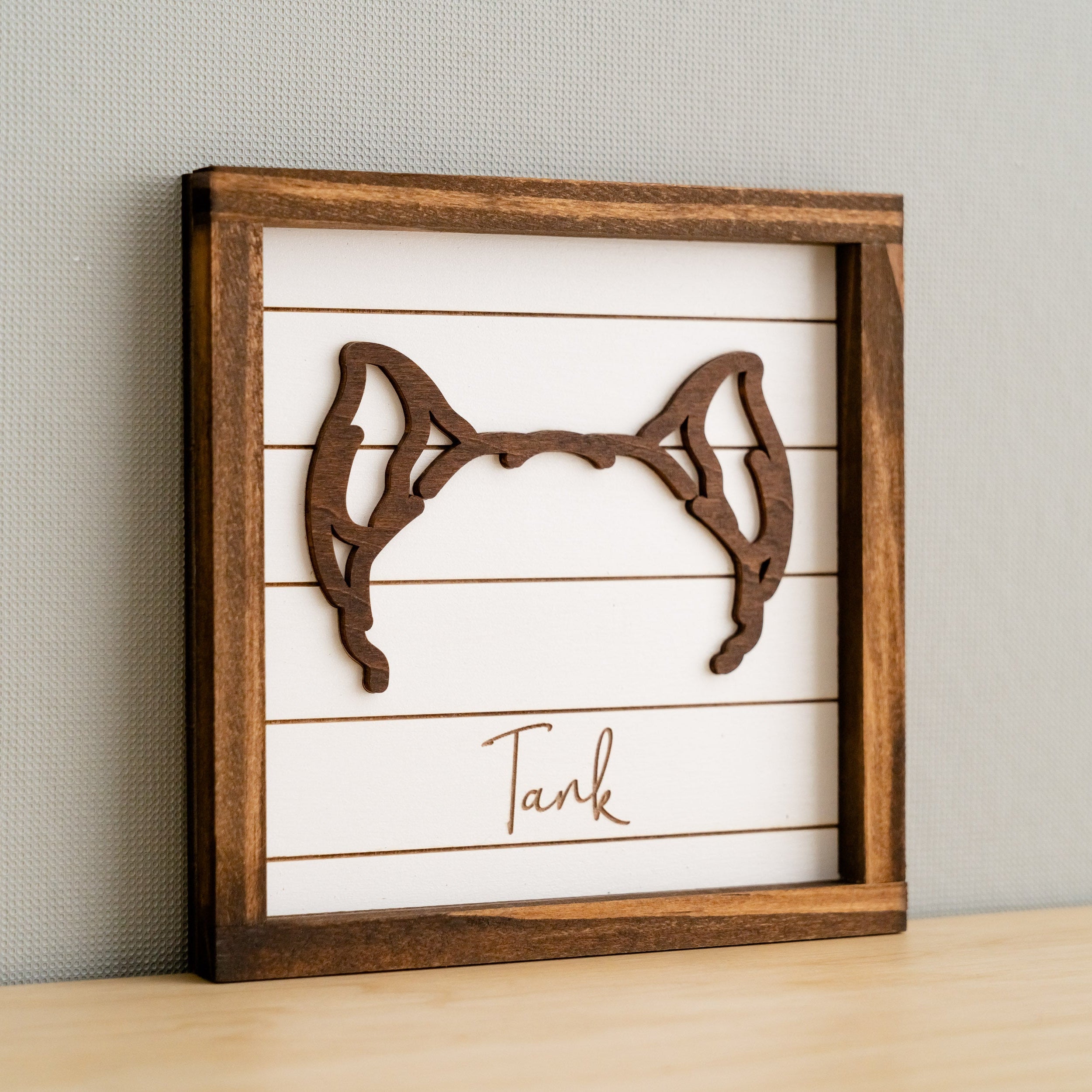 Dog Ear Framed Art Wood for dog memorial gift and home decor G99