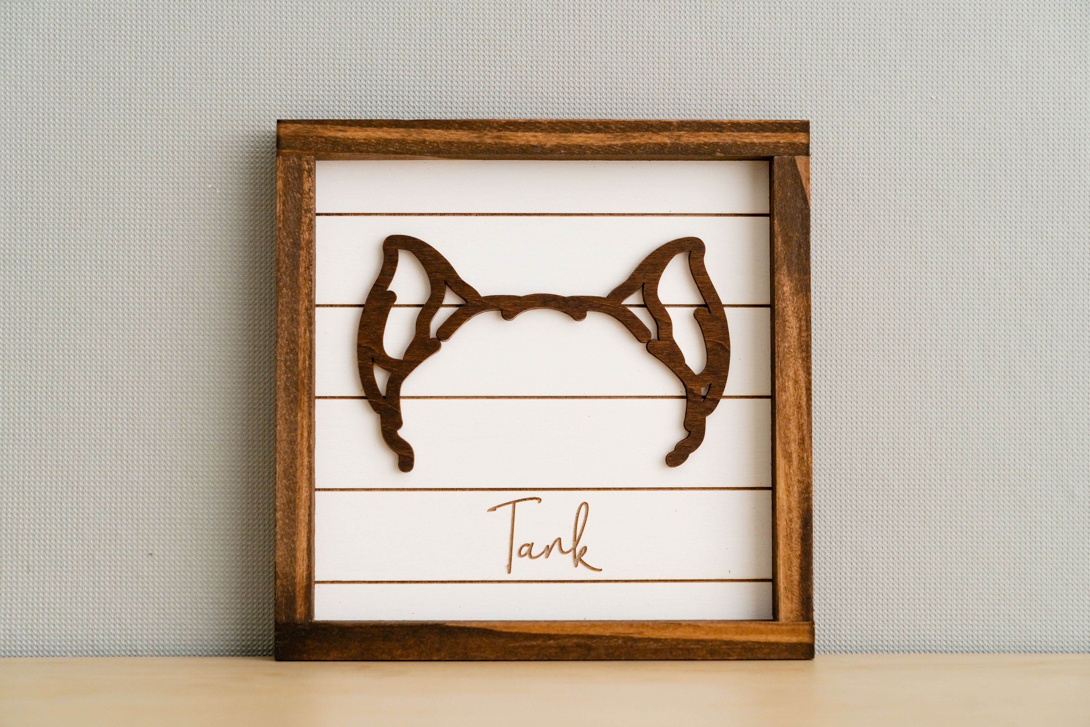 Dog Ear Drawing Framed for Boho Rustic Pet Memorial Decor