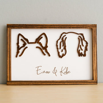 Personalized Dog Ear Framed Art Wood for pet lovers G99