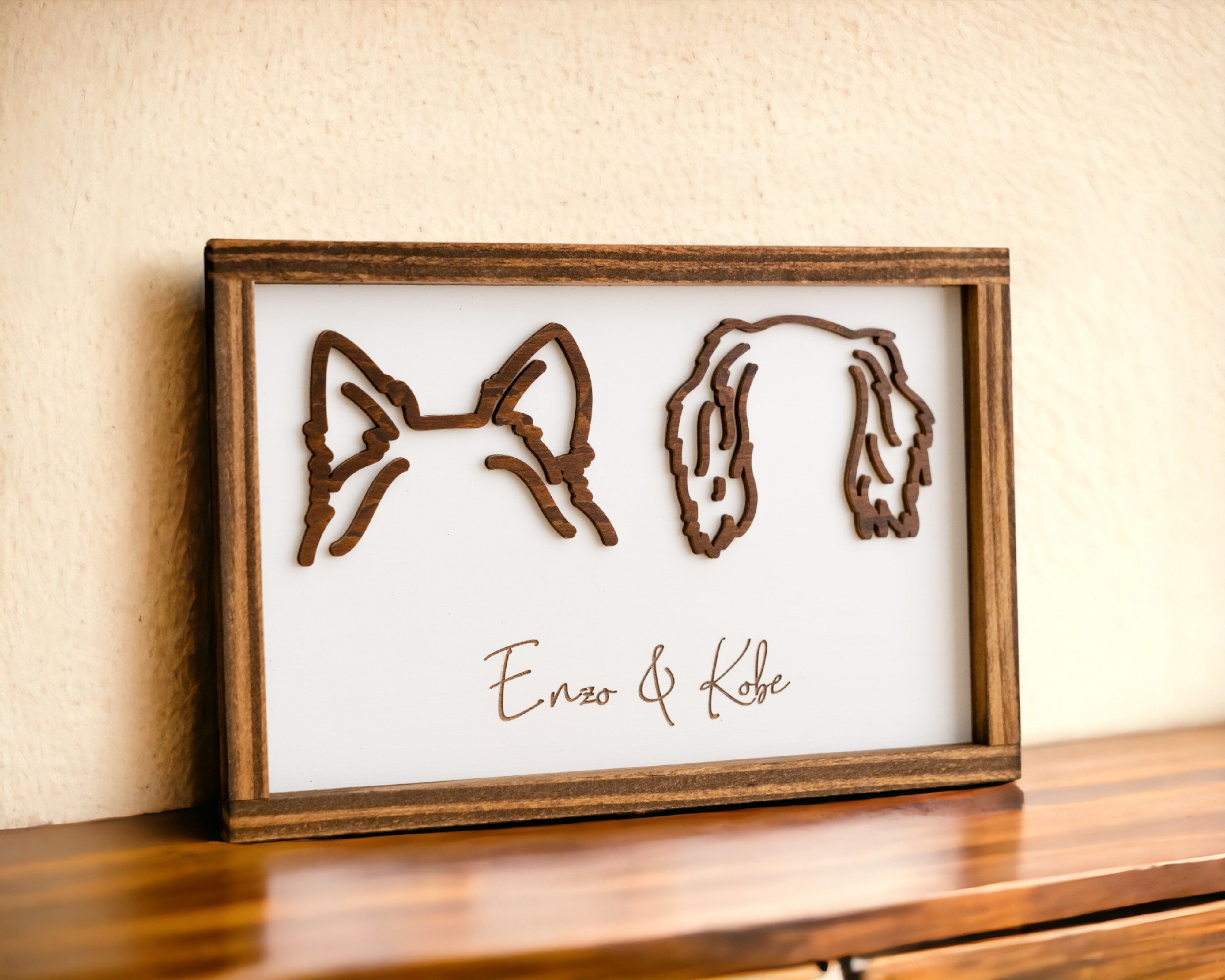 Dog Ear Framed Art Wood for dog memorial gift and home decor G99