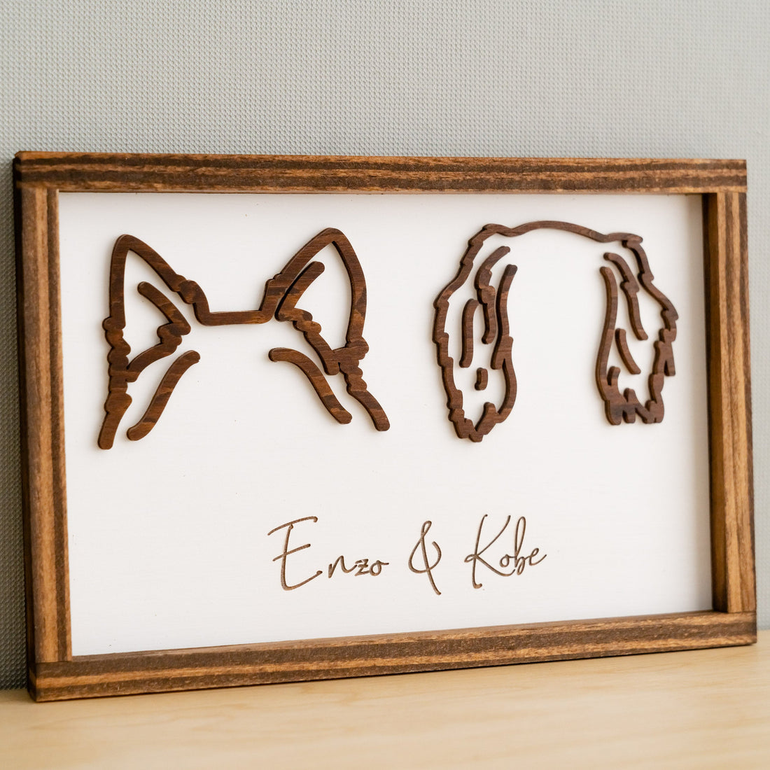 Personalized Dog Ear Framed Art Wood for pet lovers G99