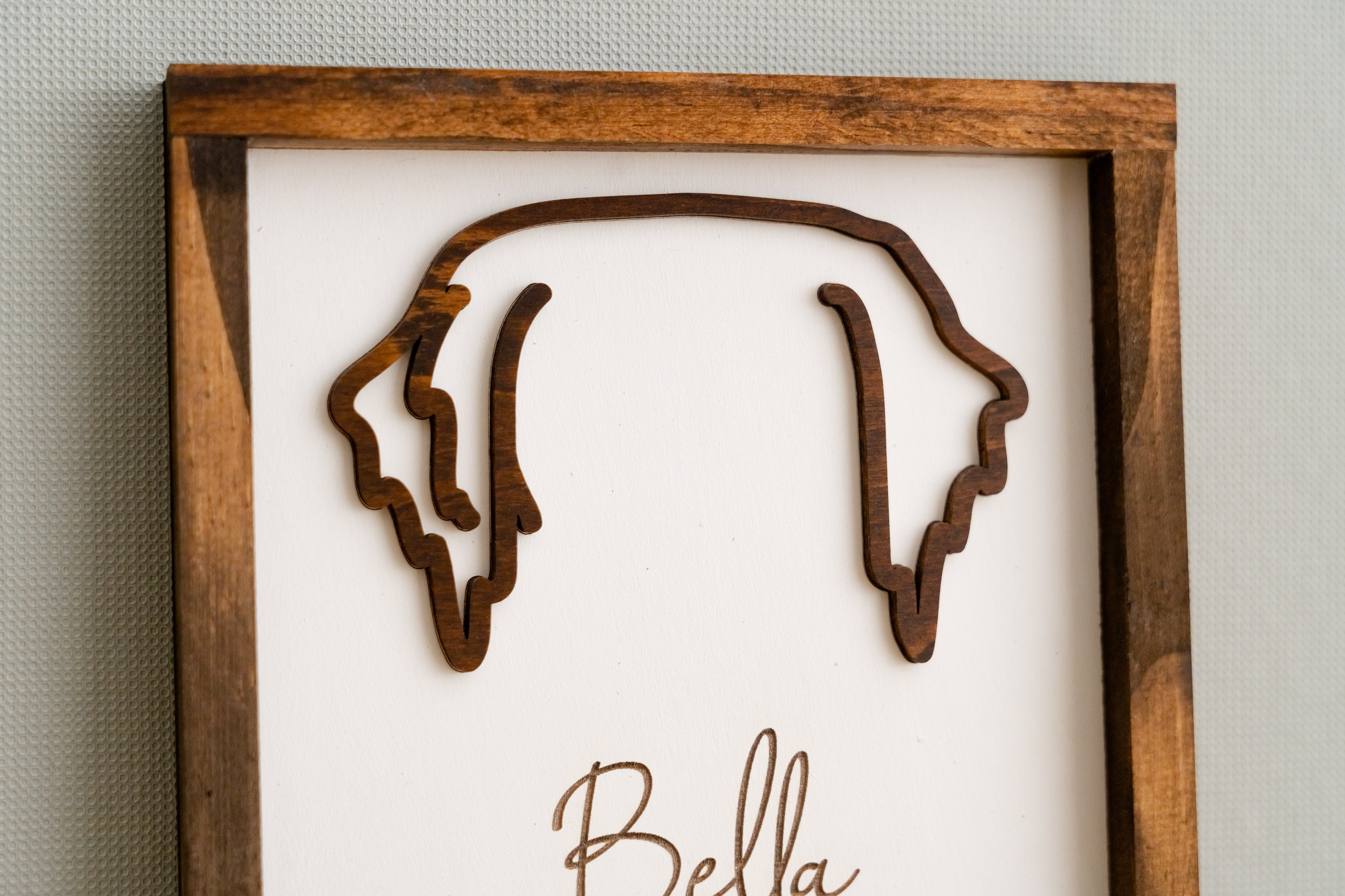 Boho Rustic Dog Ear Drawing Framed For Pet Memorial Decor