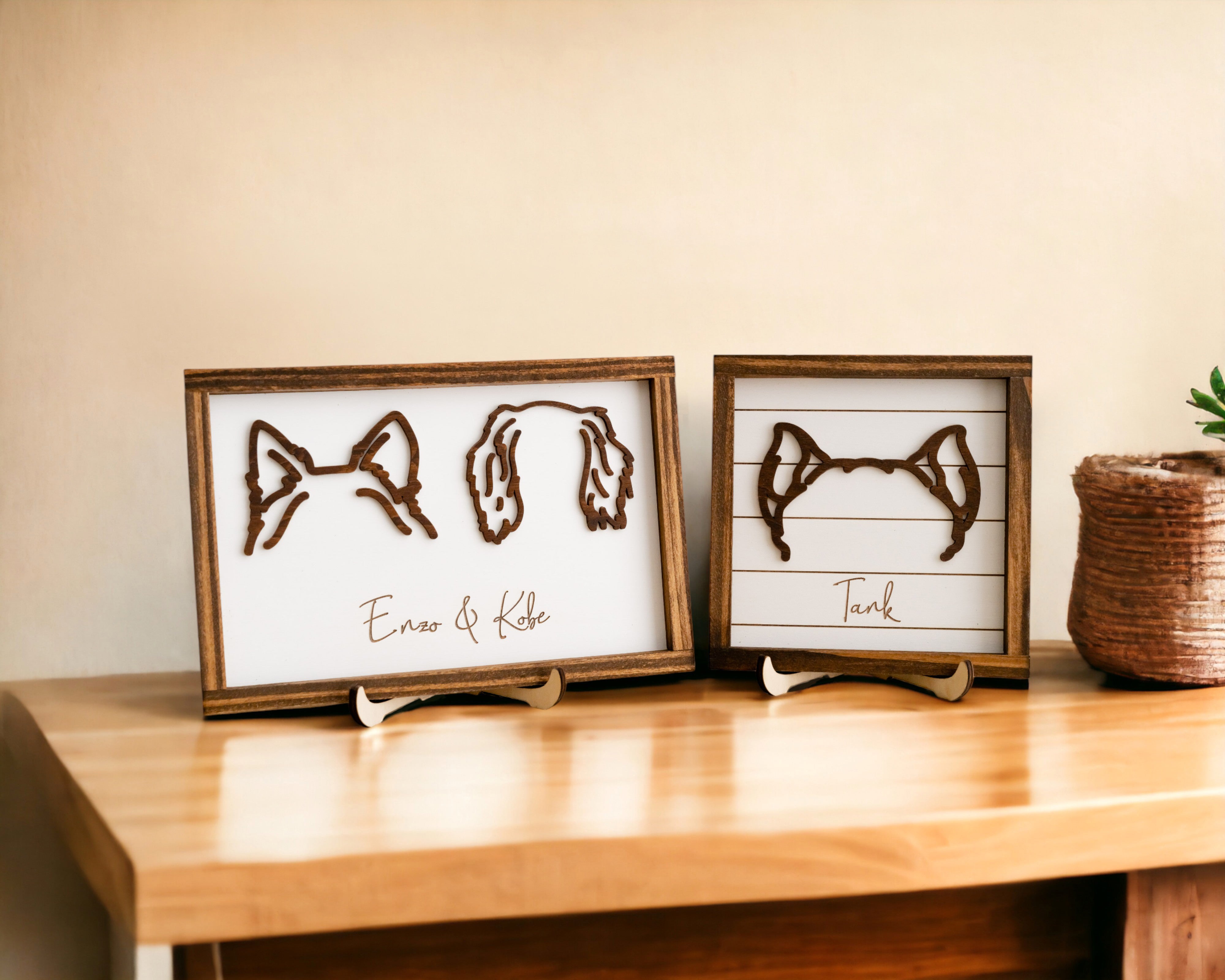 Personalized Dog Ear Framed Art Wood for pet lovers G99