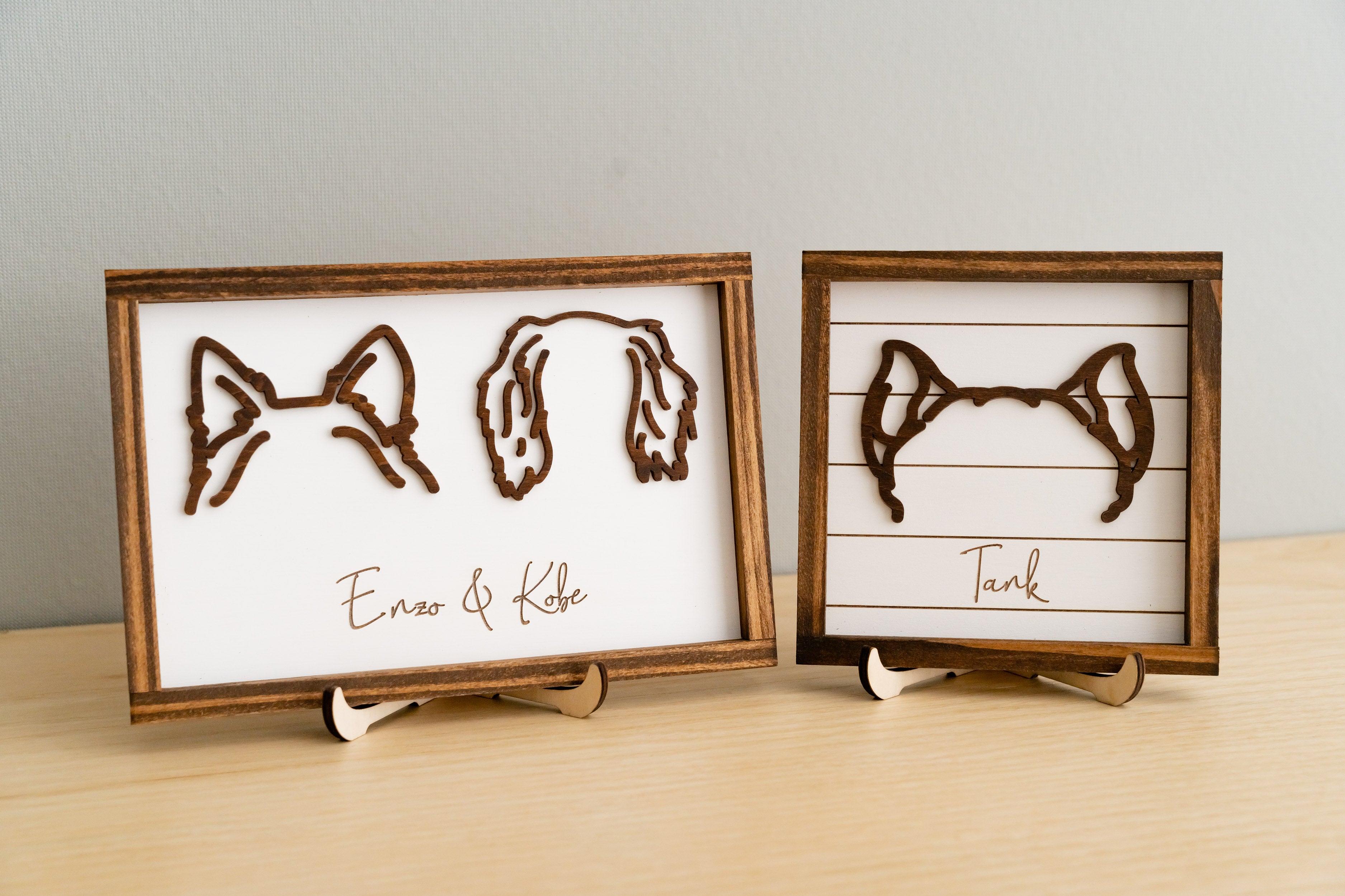 Dog Ear Drawing Framed for Boho Rustic Pet Memorial Decor