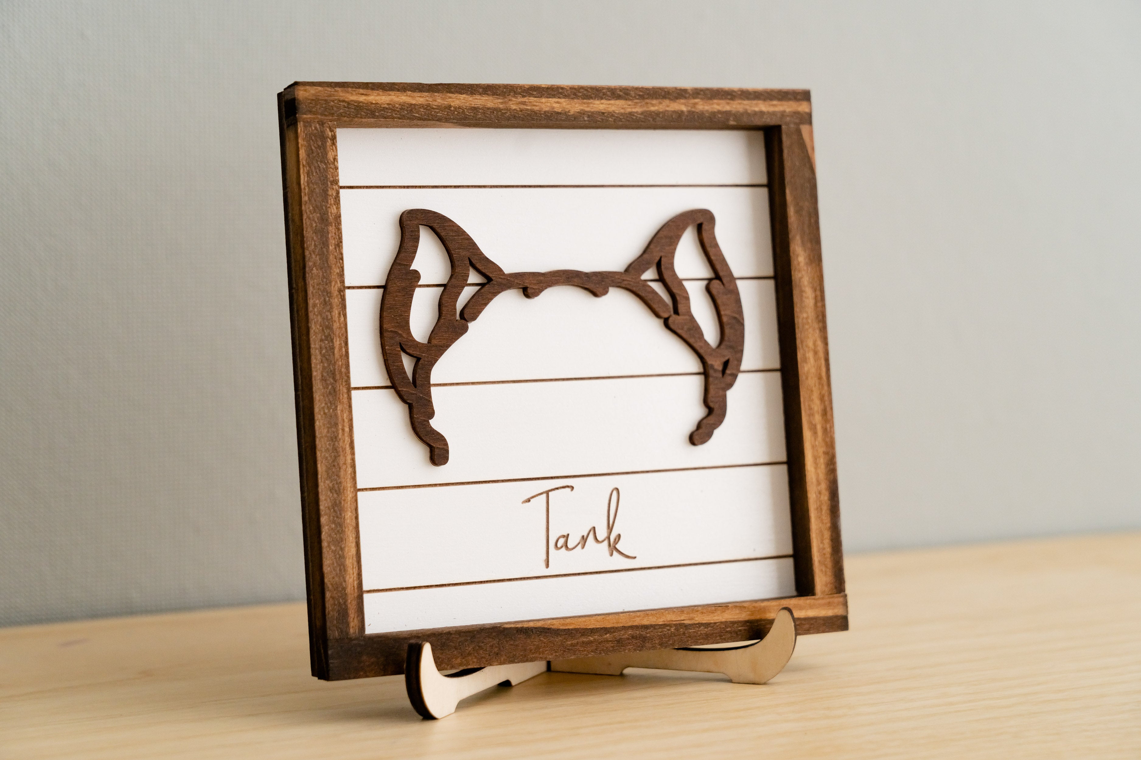 Boho Rustic Dog Ear Drawing Framed For Heartfelt Pet Memorial Decor