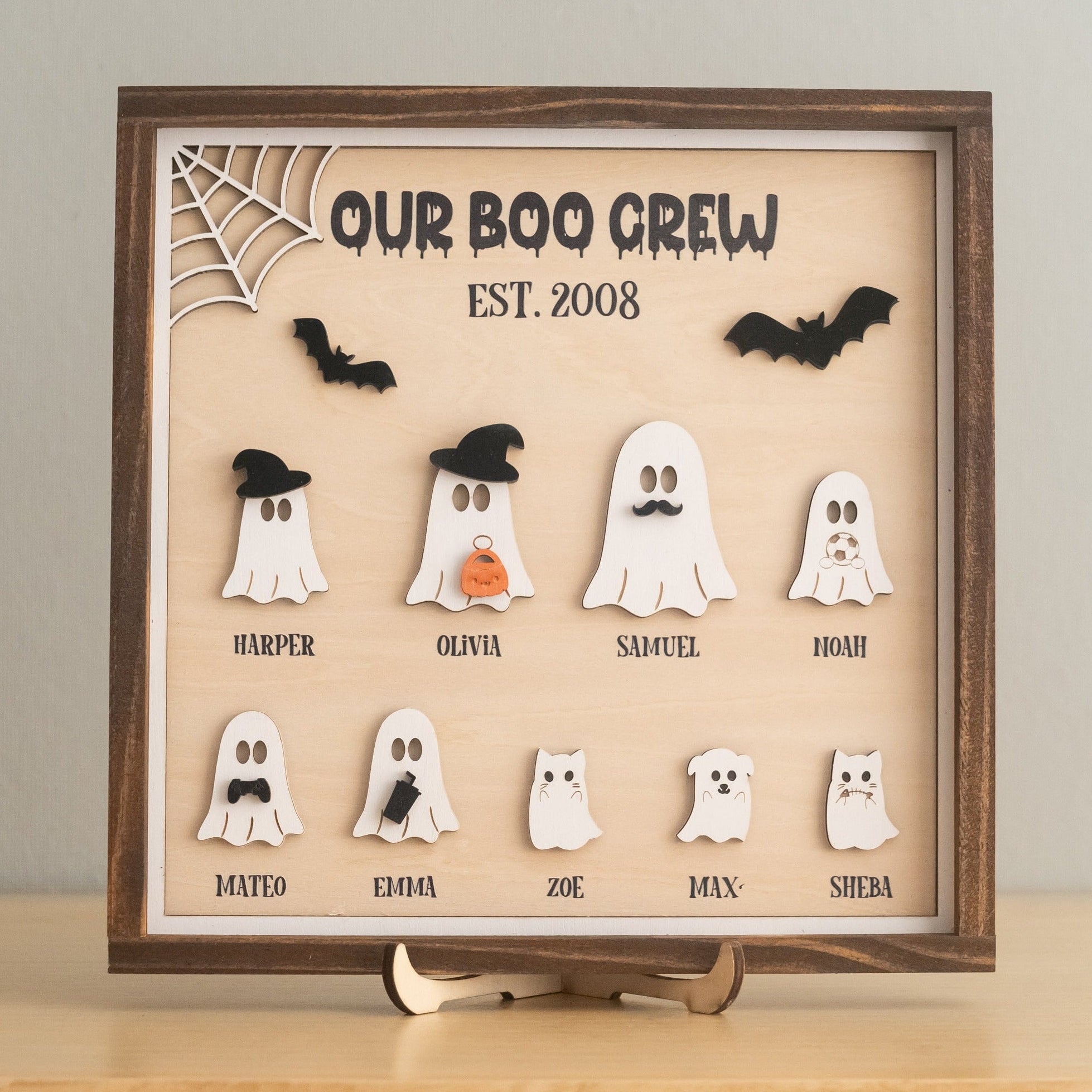 Personalized Halloween Ghost Family Sign Wood Halloween Table Decor D12
