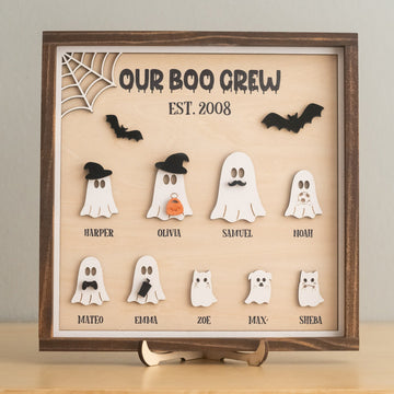 Personalized Halloween Ghost Family Sign Wood Halloween Table Decor D12