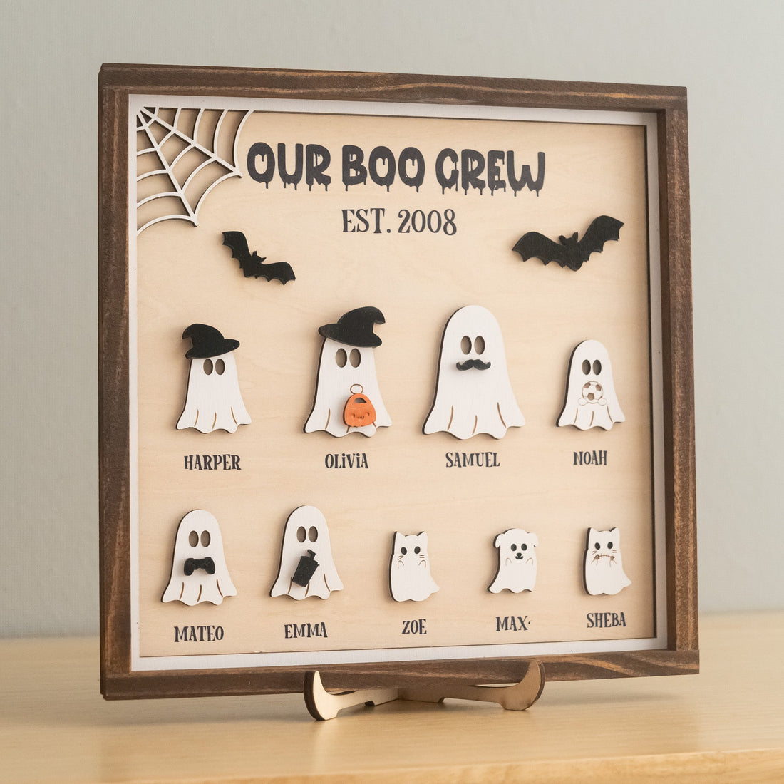 Personalized Halloween Ghost Family Sign Wood Halloween Table Decor D12