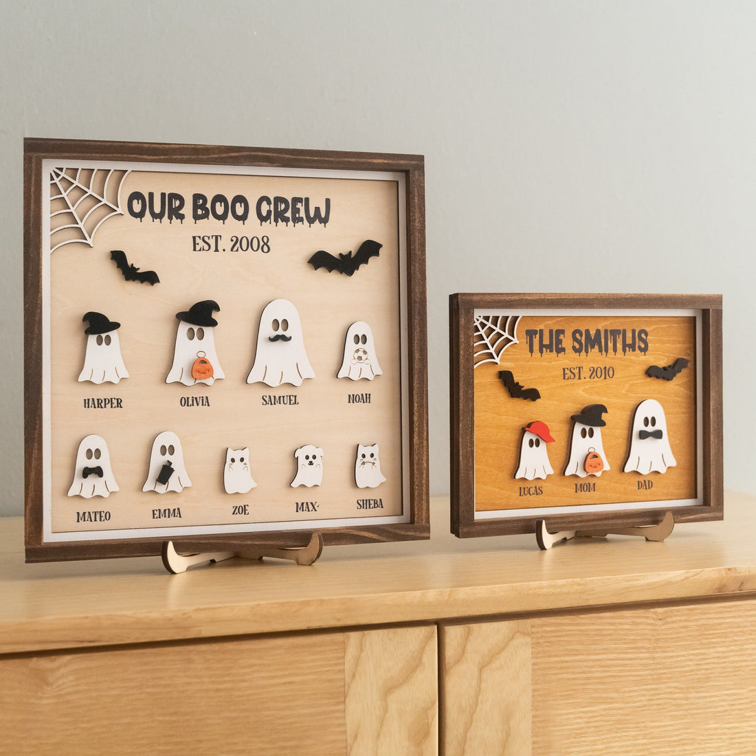 Personalized Halloween Ghost Family Sign Wood Halloween Family Sign D12