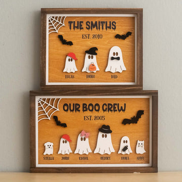Personalized Halloween Ghost Family Sign Wood Halloween Home Decor D12