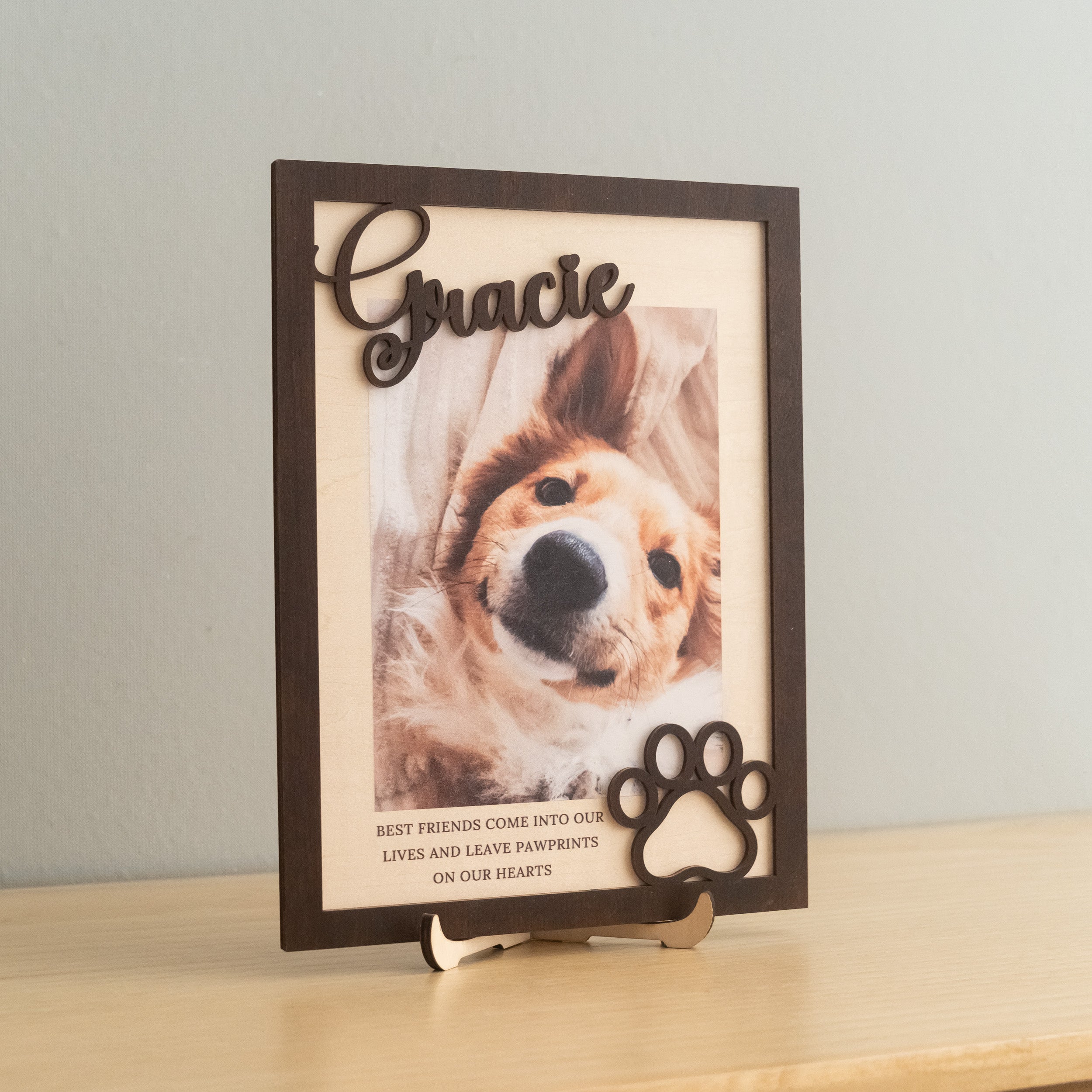 Wooden Pet Memorial Photo Frame for Pet Loss Sympathy Gift D14
