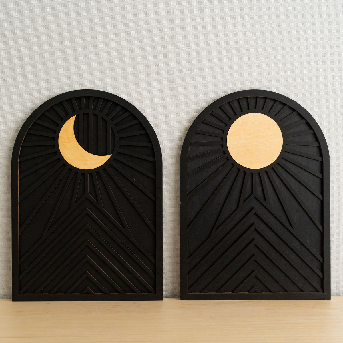 Sun And Moon Wood Wall Art Set for Modern Wall Art Decor E87