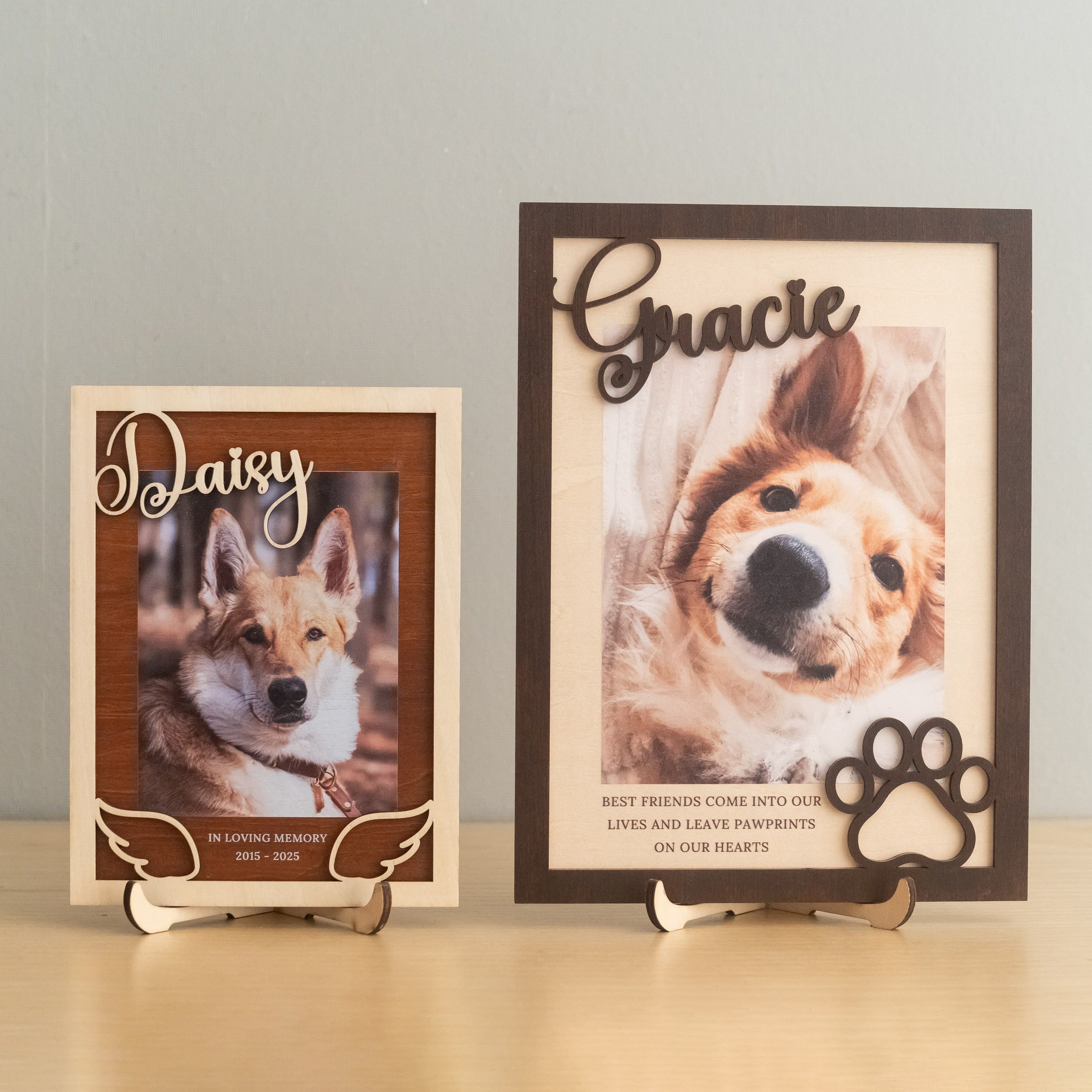 Wooden Pet Memorial Photo Frame for Pet Loss and Remembrance Decor D14