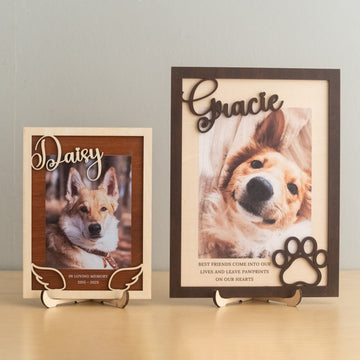 Wooden Pet Memorial Photo Frame for Pet Loss and Remembrance Decor D14