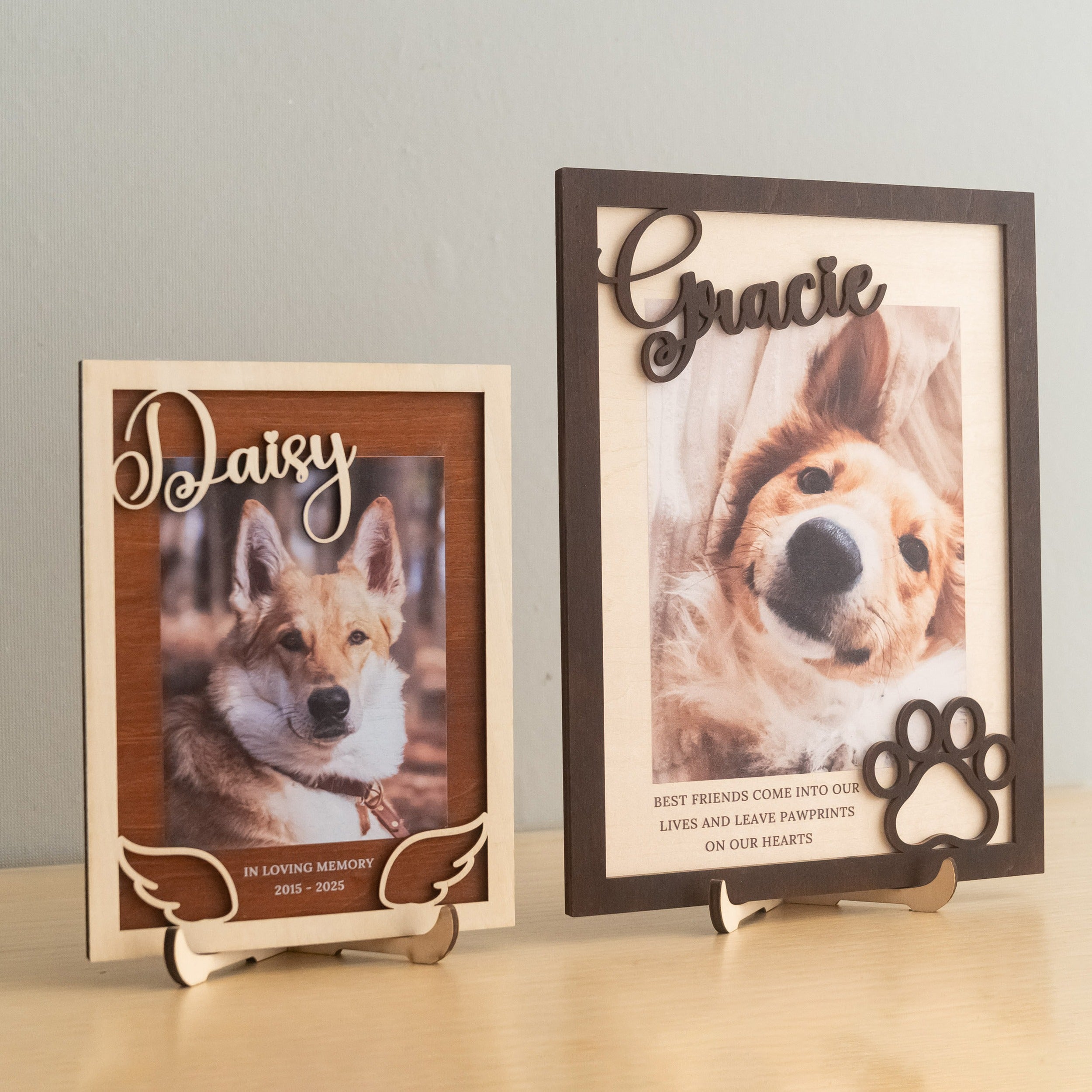 Wooden Pet Memorial Photo Frame for Pet Loss and Remembrance Decor D14
