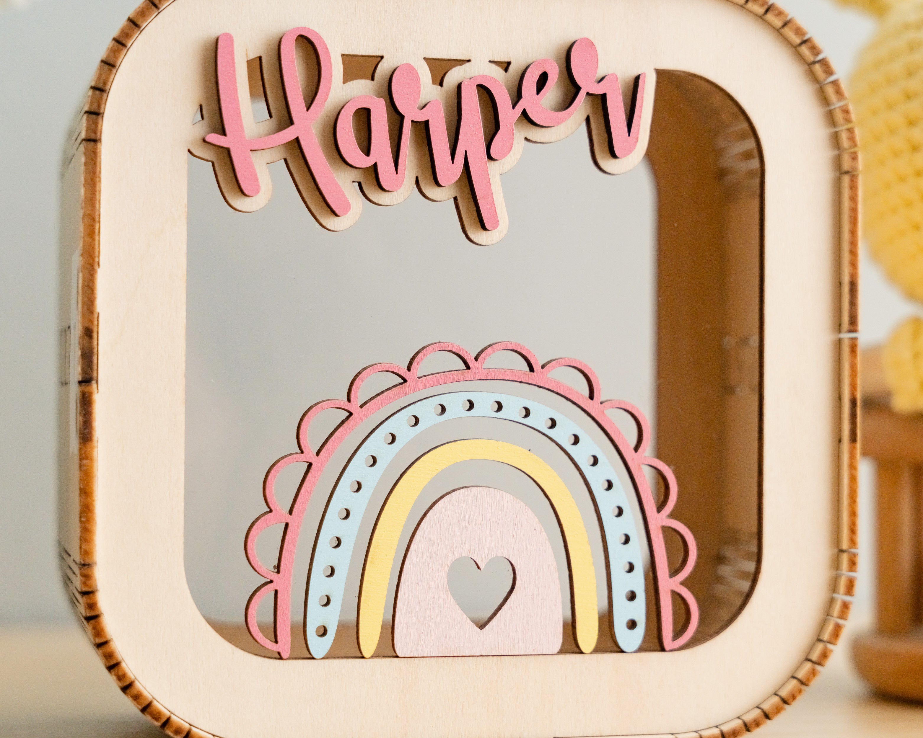 Personalized Wooden Piggy Bank wood acrylic for kids saving and decor E10