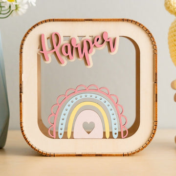 Personalized Wooden Piggy Bank wood acrylic for kids saving and decor E10