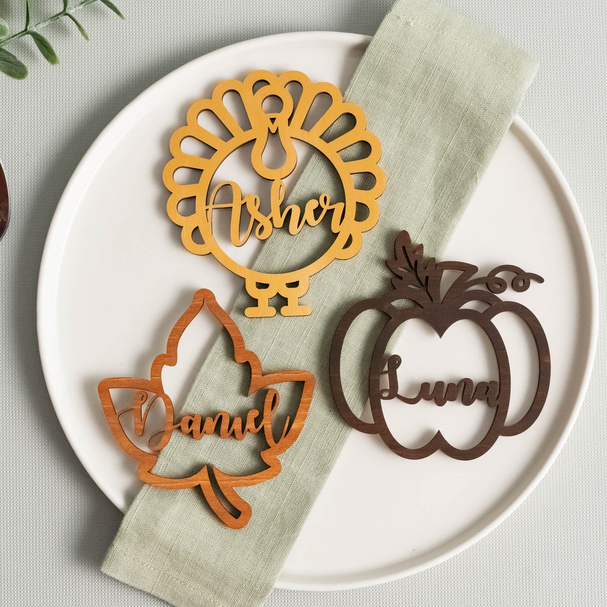 Custom Wooden Thanksgiving Place Cards for a Warm Holiday Table