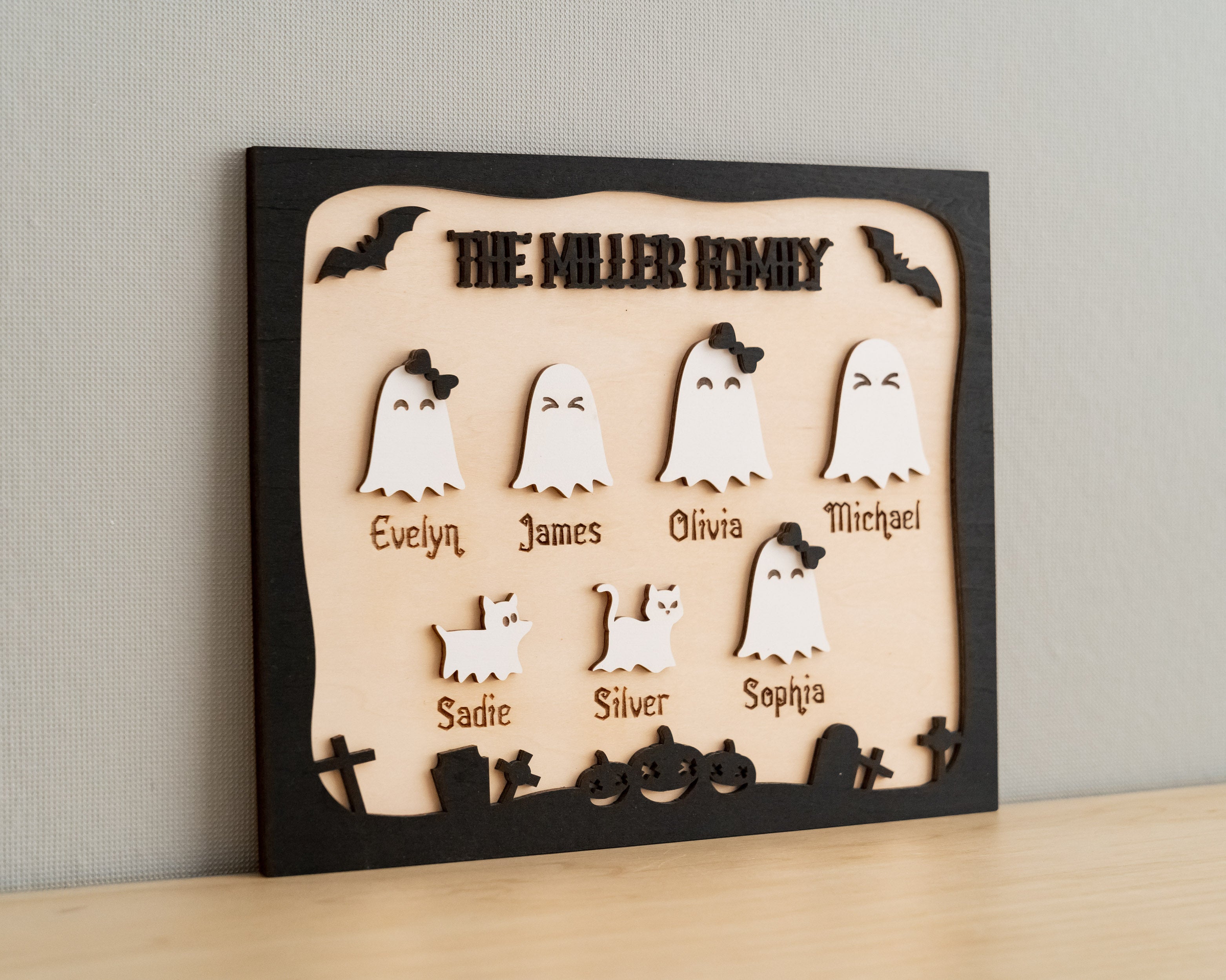 Personalized Wooden Halloween Table Decor for a Spooky Touch