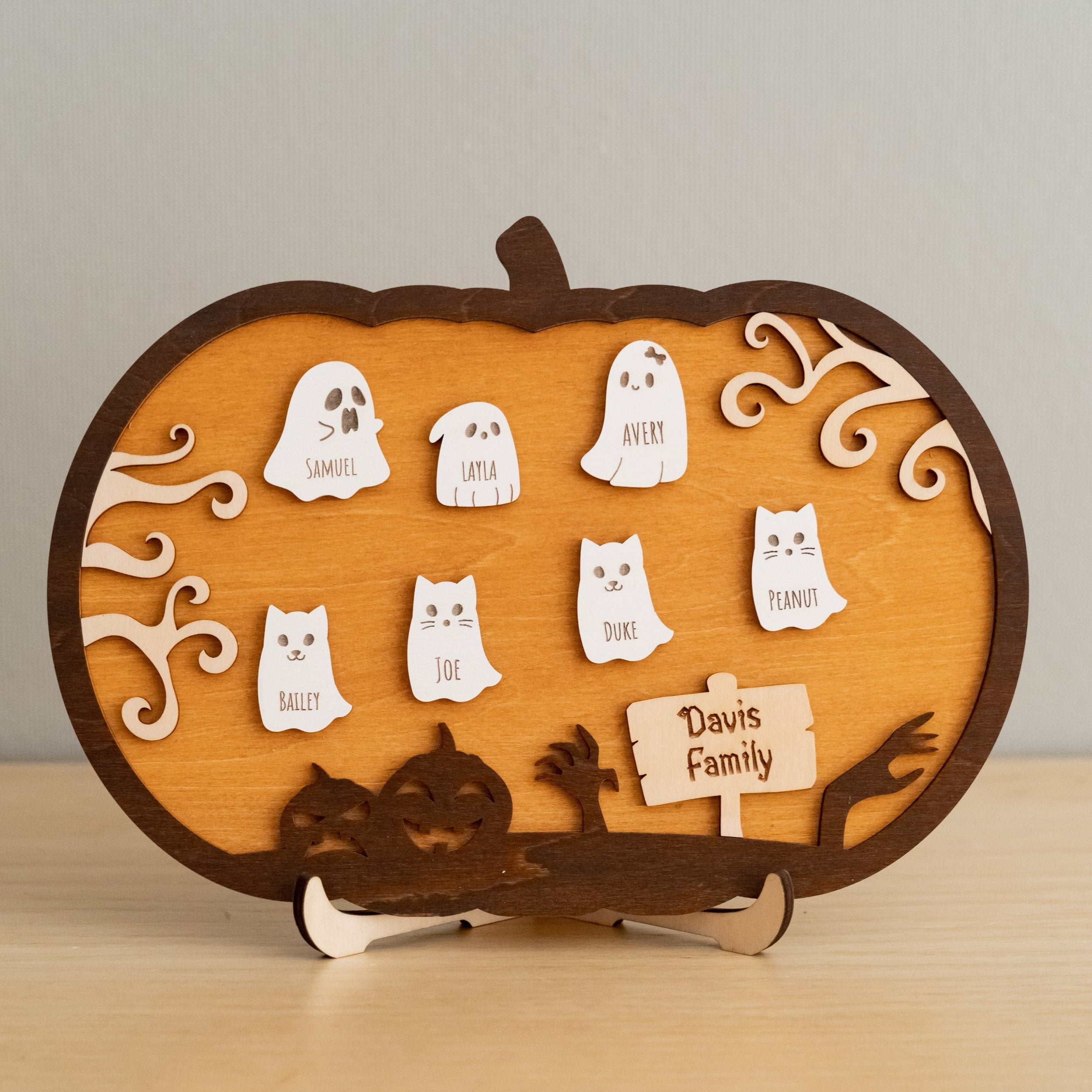 Personalized Wooden Pumpkin for Fall Table Decor