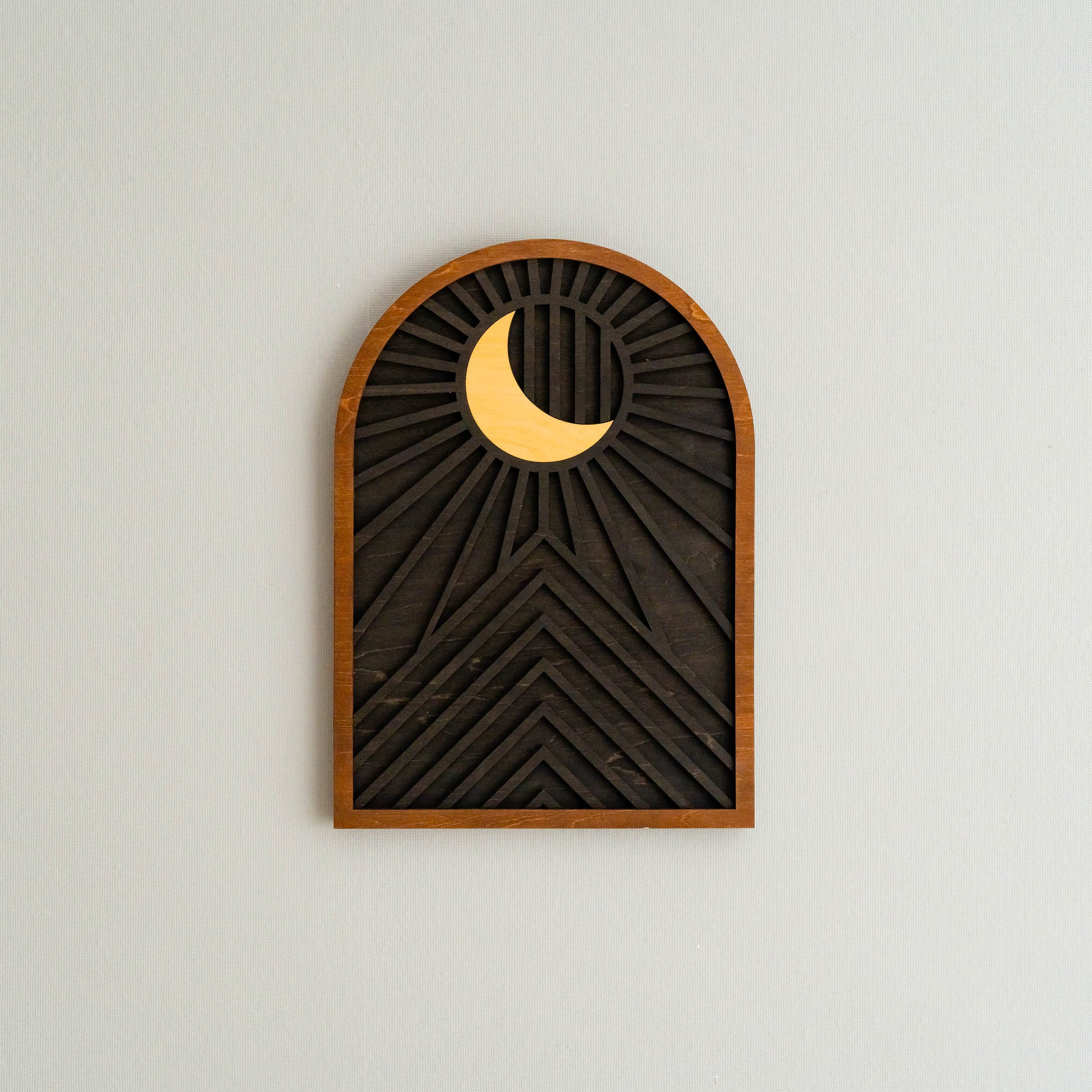 Celestial Sun and Moon Wooden Wall Art for Contemporary Rustic Home Decor