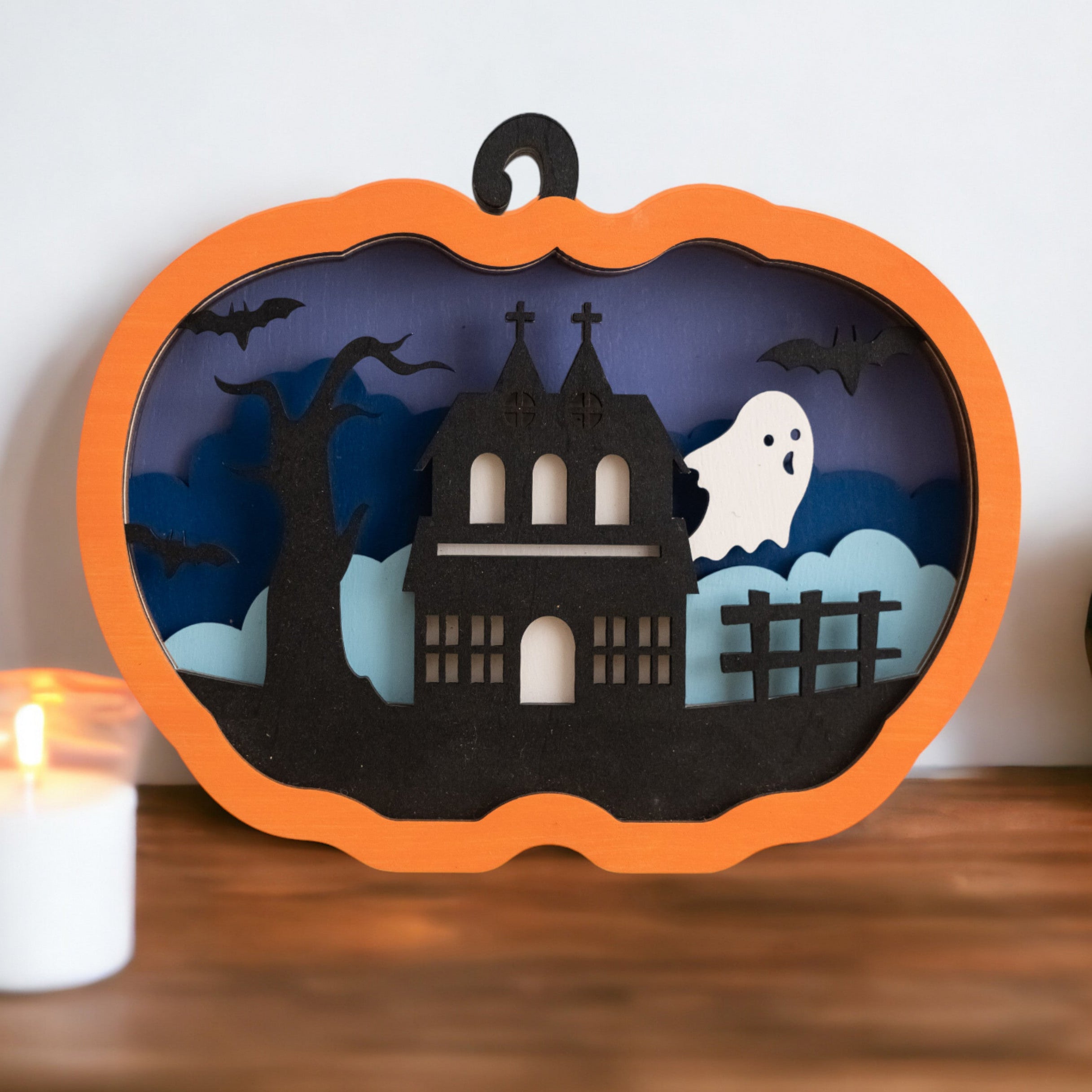 Personalized Wooden Halloween Pumpkin for Table Decor Gift N98