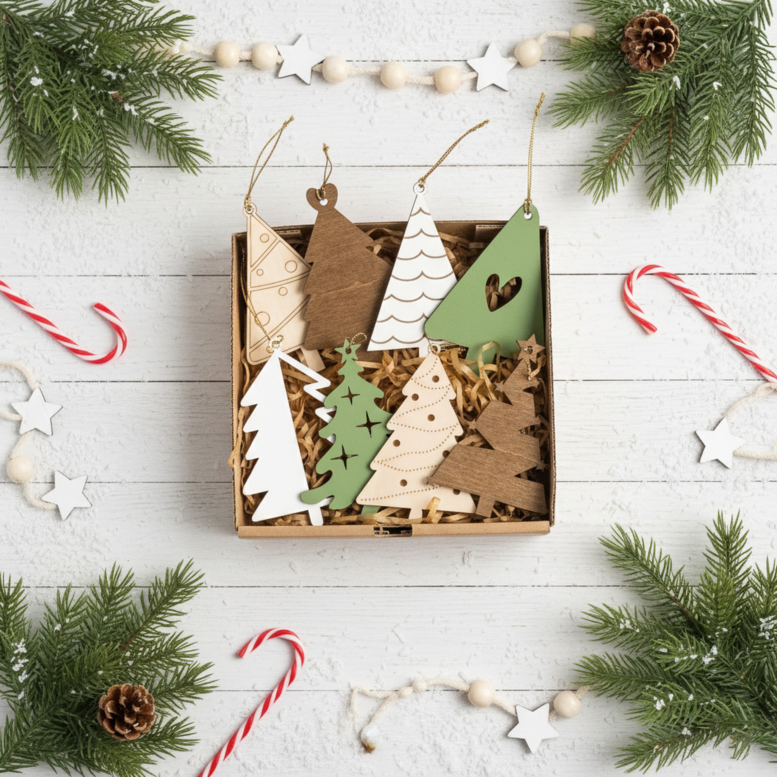 Wooden Christmas Tree Ornaments Set Wood for Christmas Tree Ornaments O04