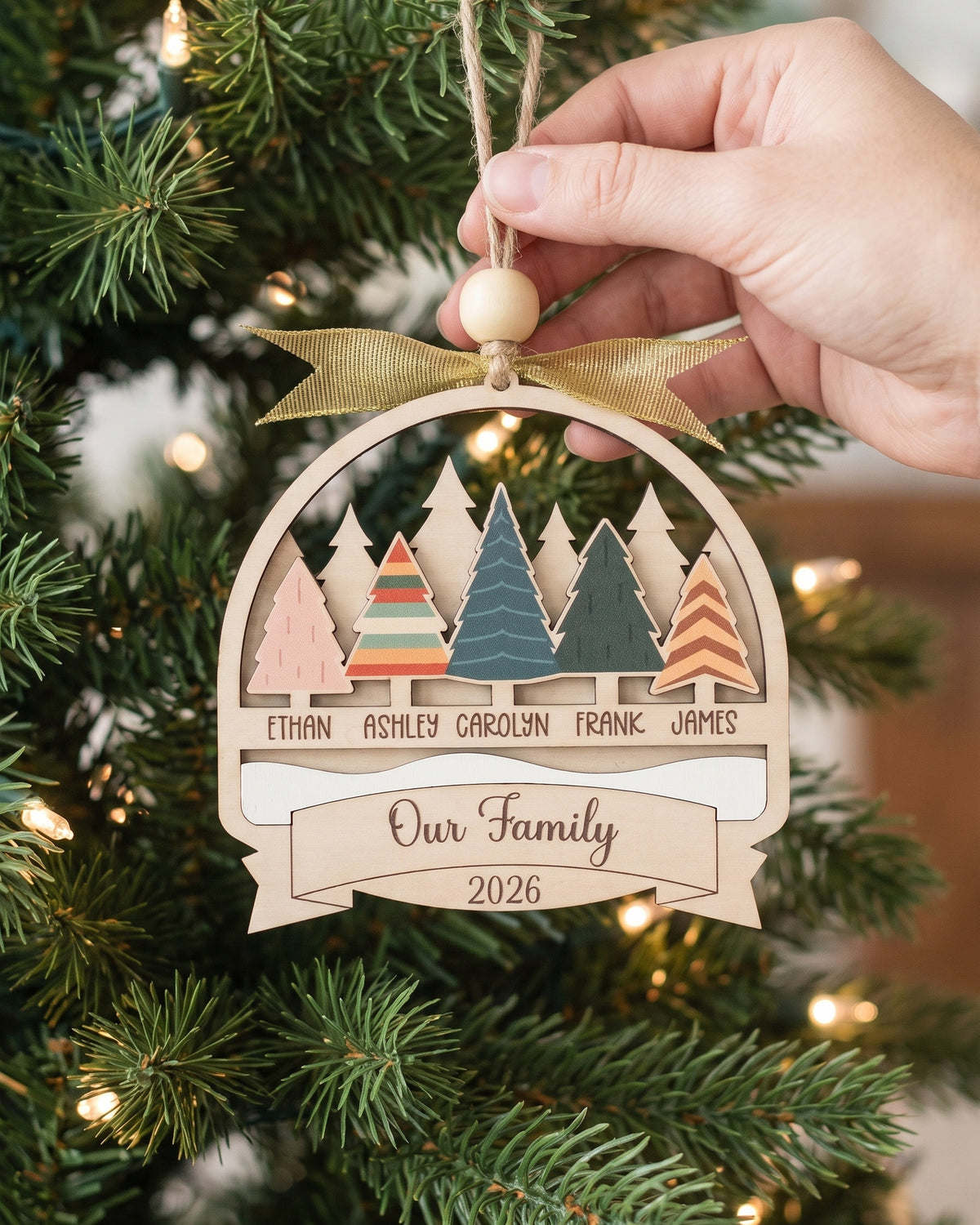 Family Trees Ornament Wood, Christmas Tree Ornament Decor B71