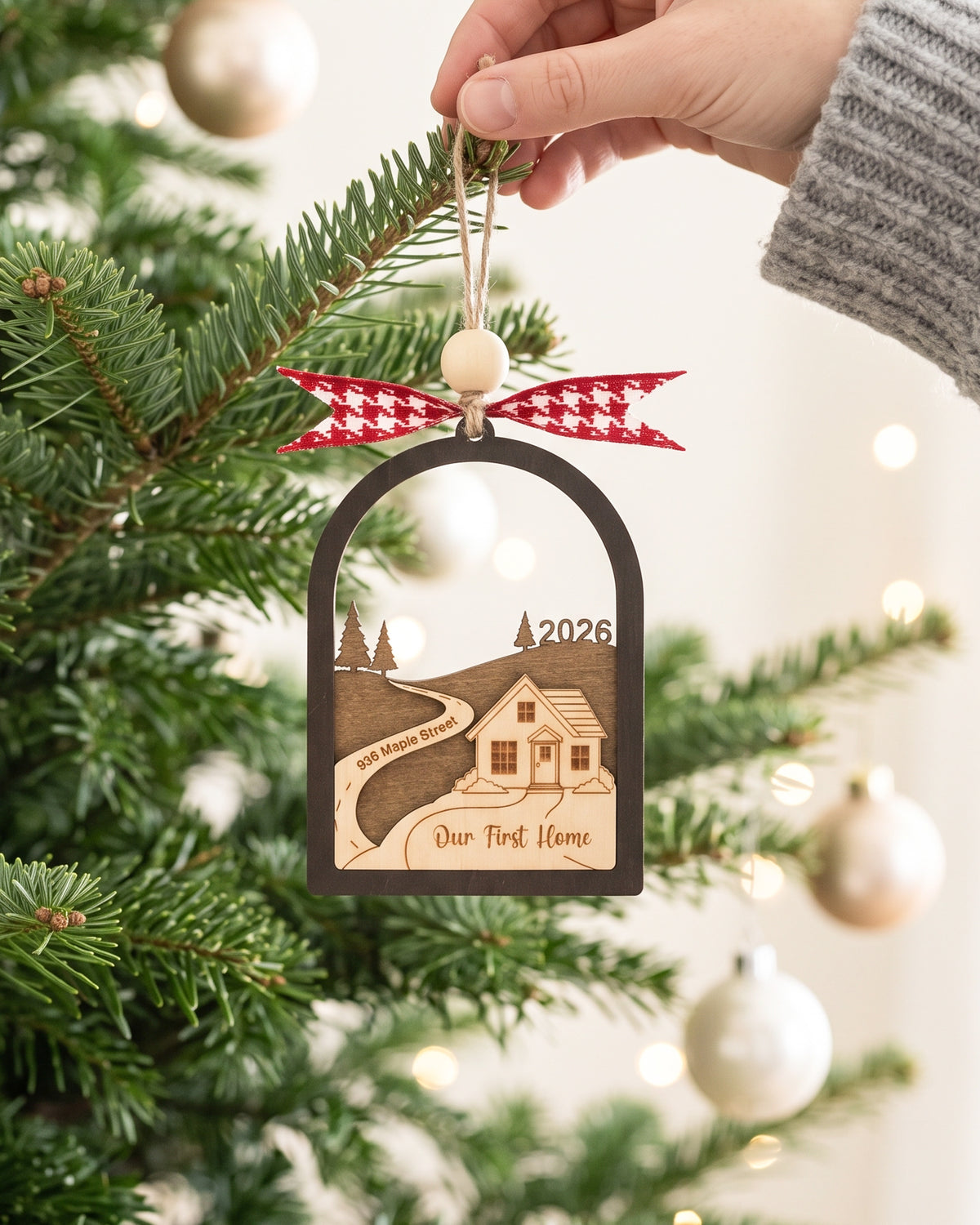 First Home Ornament Wood and Custom Address Ornament for Tree B51