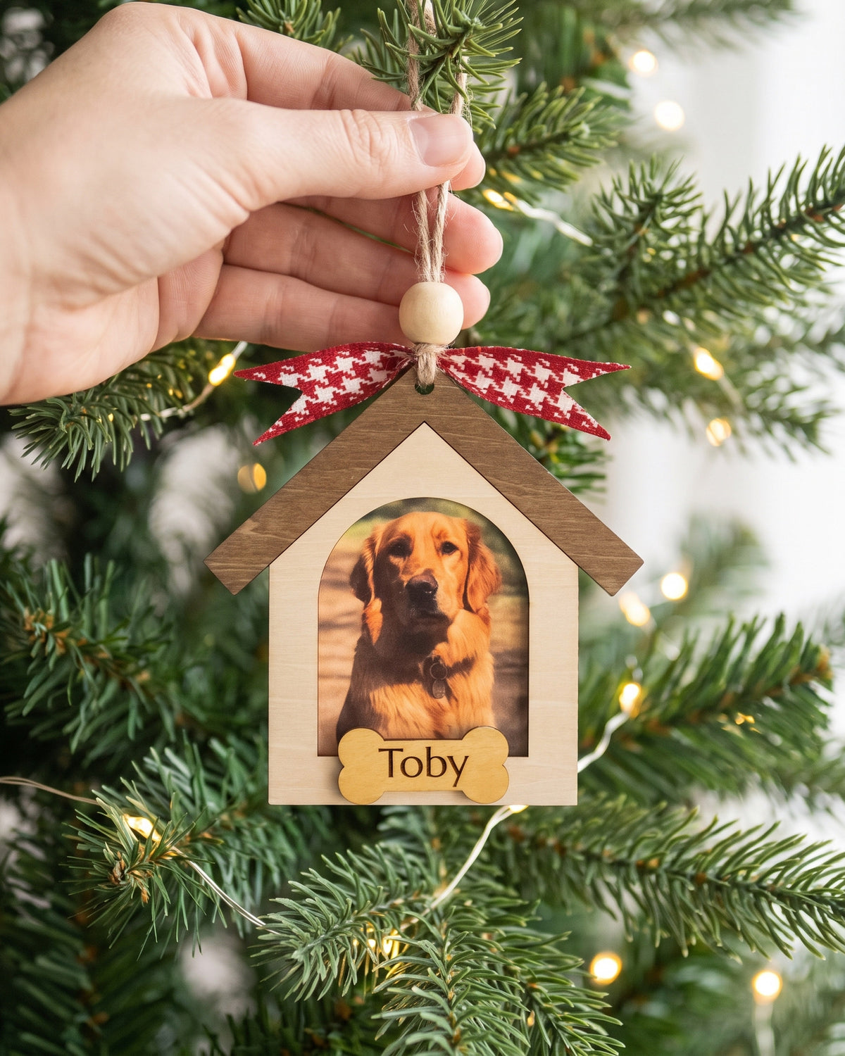 Pet Photo Ornament Wood, Cat Christmas Ornament for Pet Memorial B73