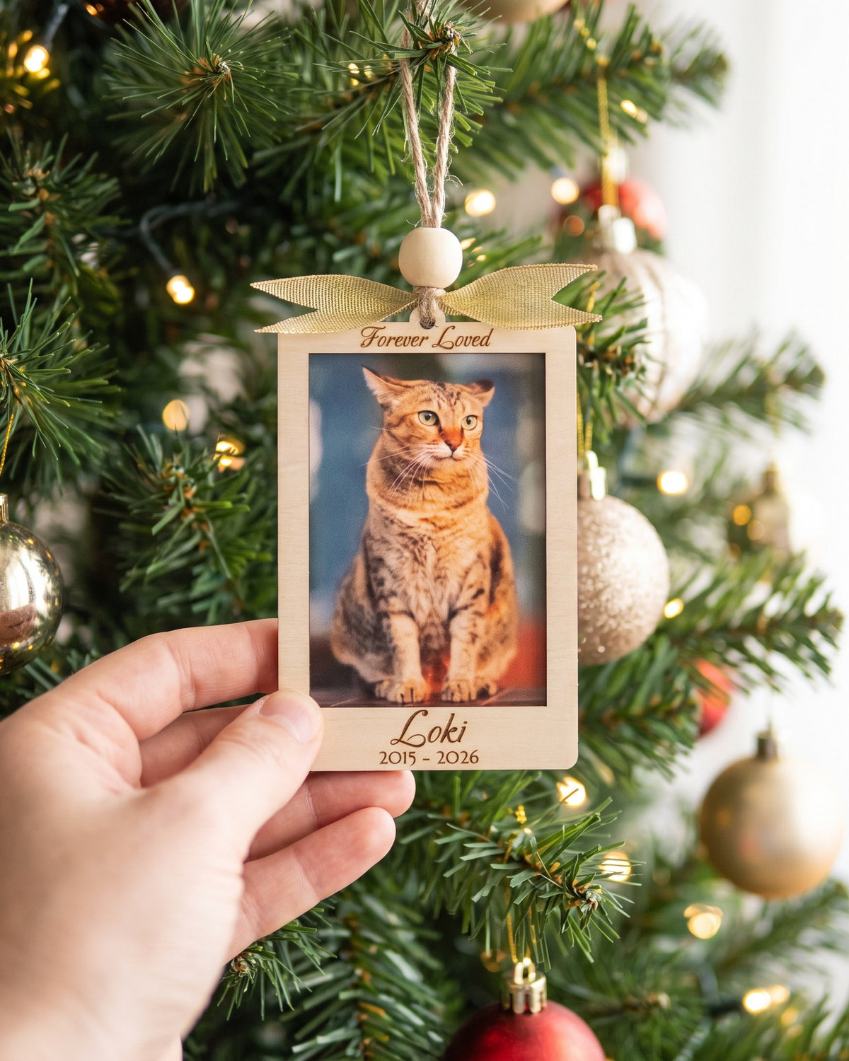 Pet Photo Ornament Wood, Custom Pet Photo Ornament for Tree B74