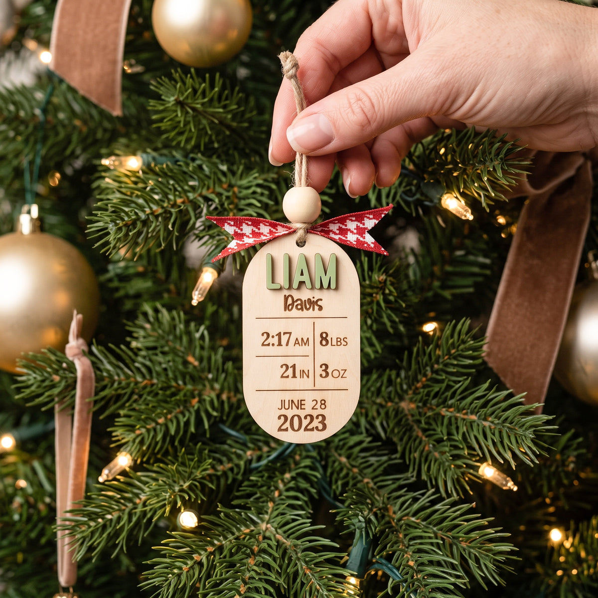 Personalized Baby Birth Stats Wood Ornament for New Parent Gift B43