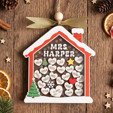 Personalized Wood Teacher Shaker, Tree Ornament for Appreciation B41