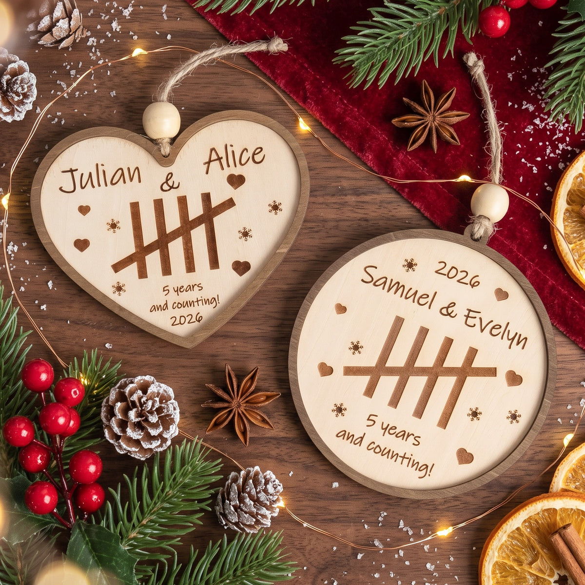 Personalized Anniversary Ornament for Couples Christmas Tree B46